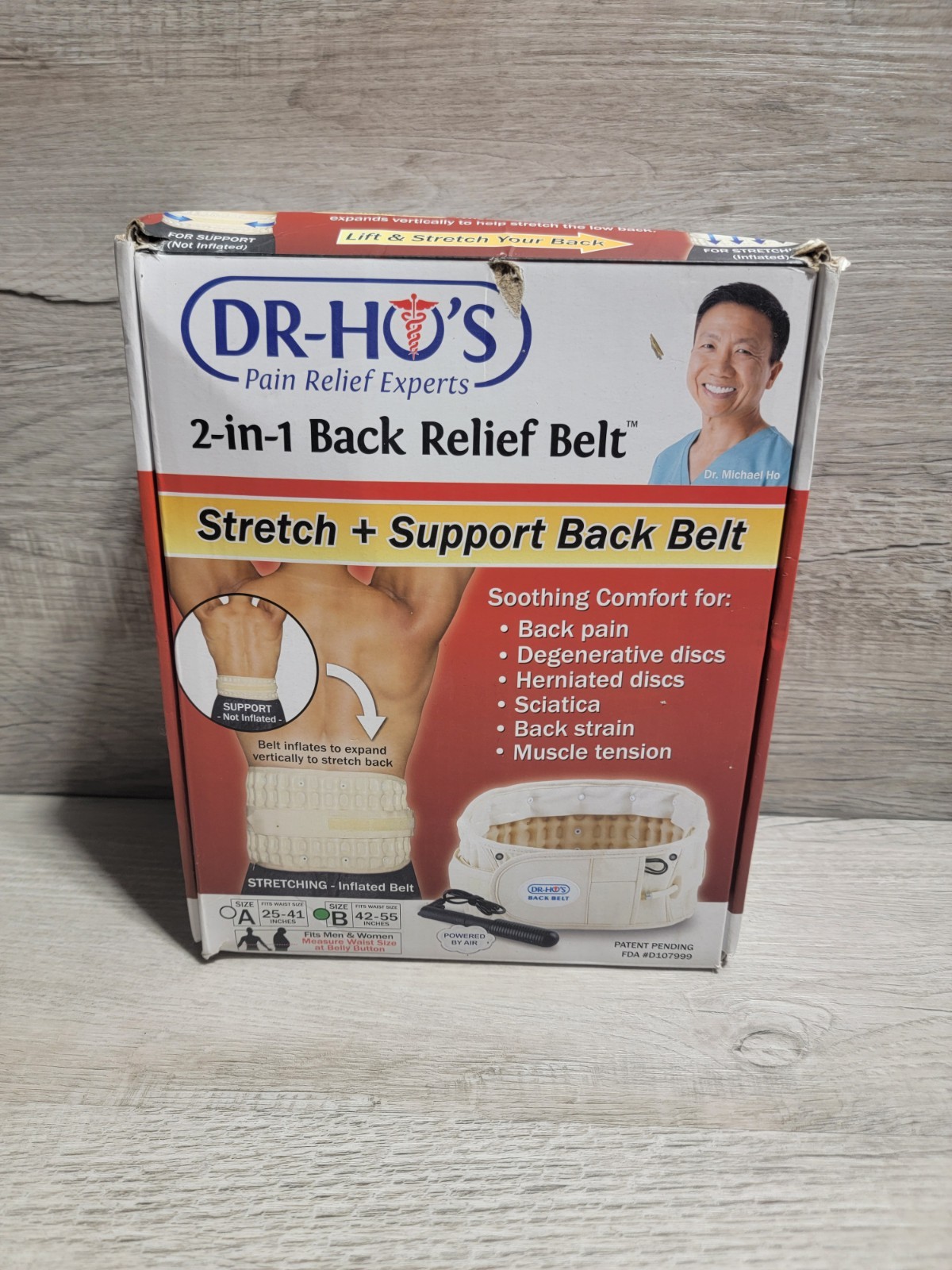 DR-HO’S 2-in-1 Back Relief Belt Relief Stretch + Support Size B 42″-55″ Waist