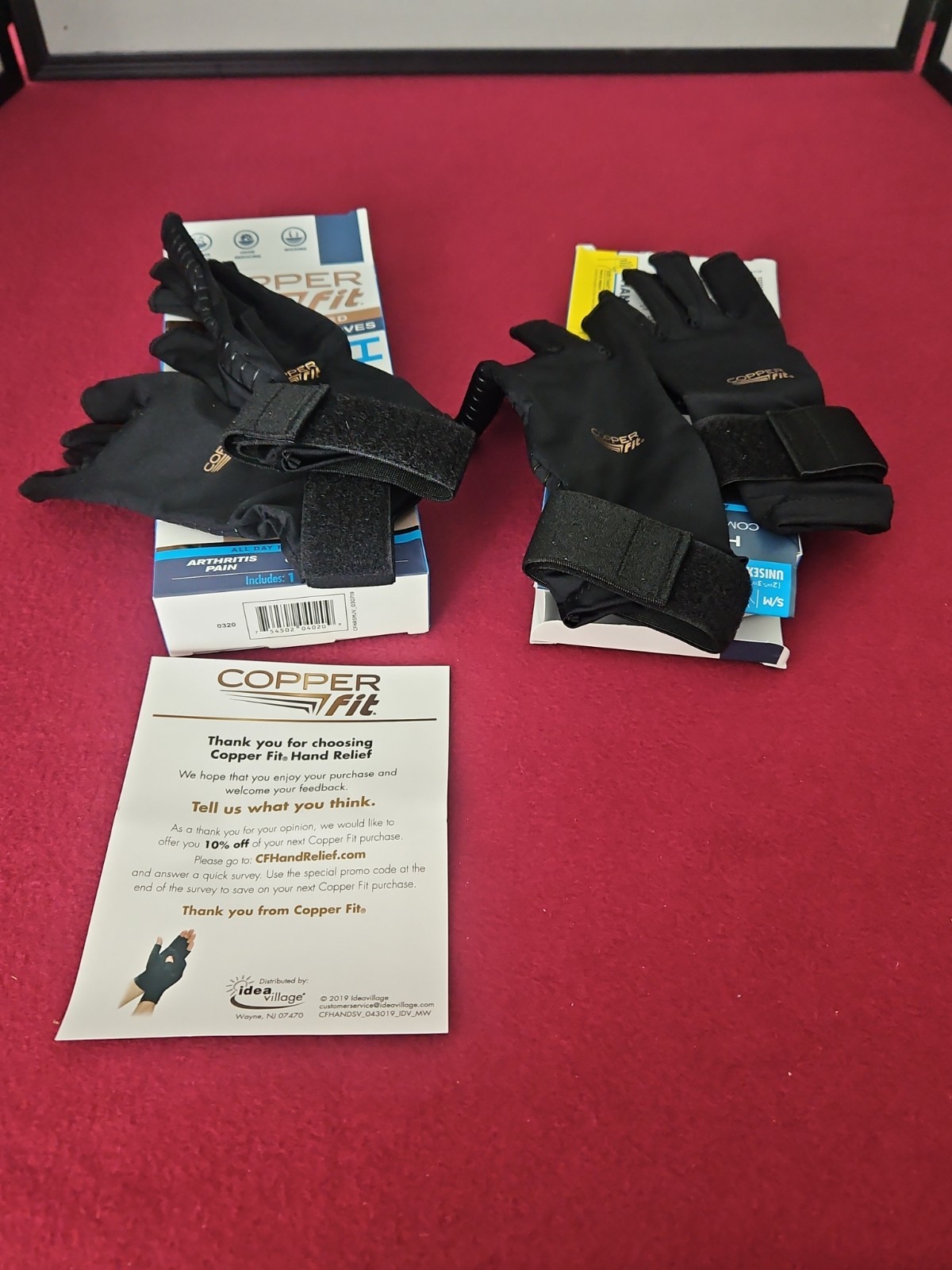Copper Fit Compression Gloves Hand Relief S/M Unisex Lot Of 2