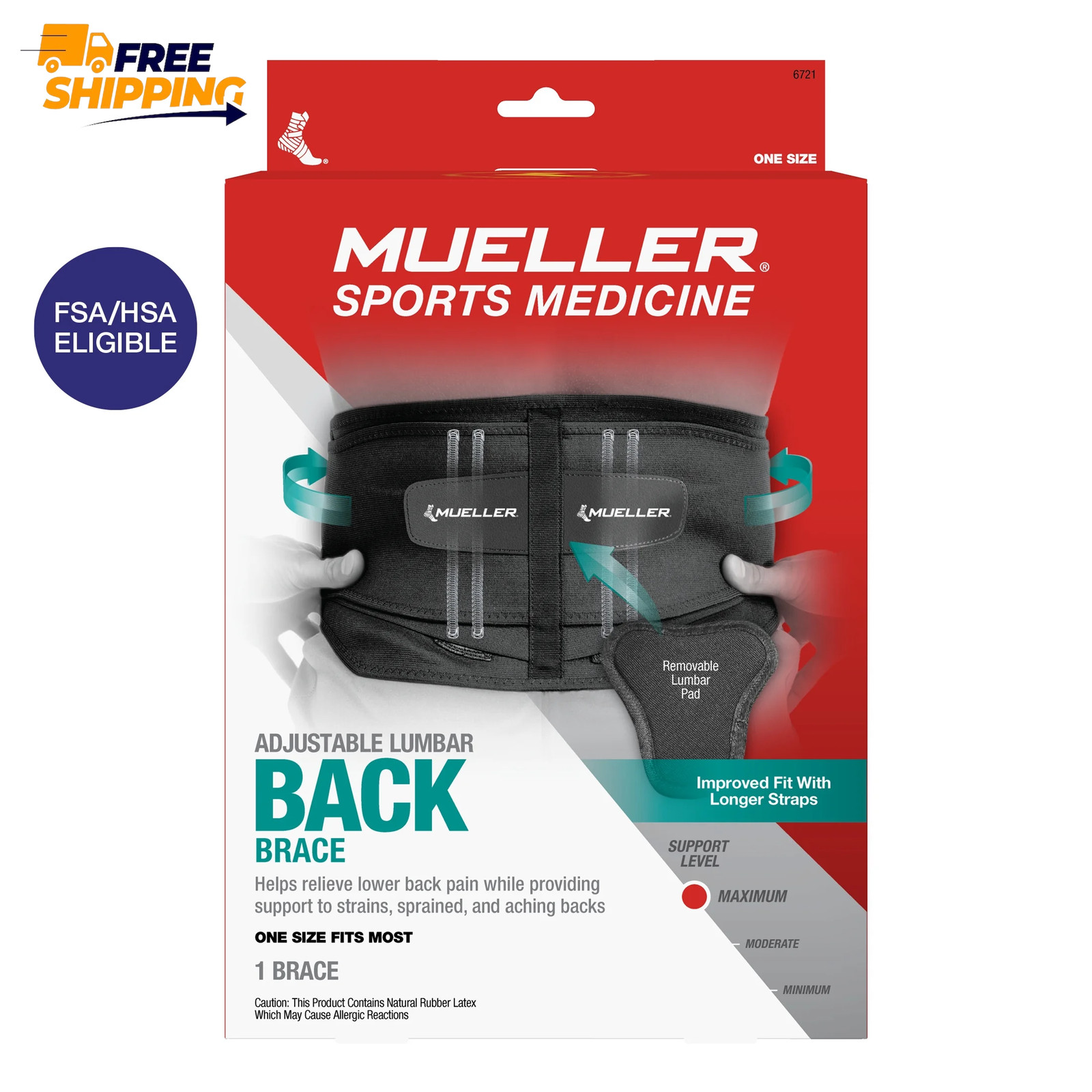Sports Medicine Adjustable Lumbar Back Brace with Removable Pad, Black