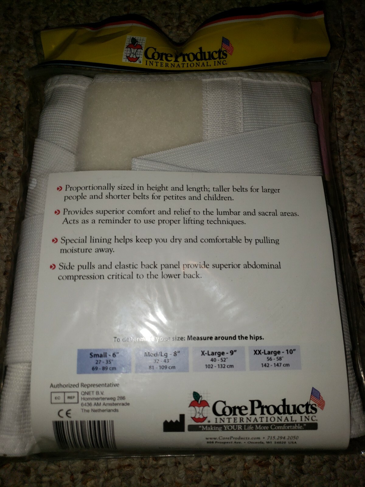 CorFit System LS Back Support Belt Med/Lg NEW MSRP $42