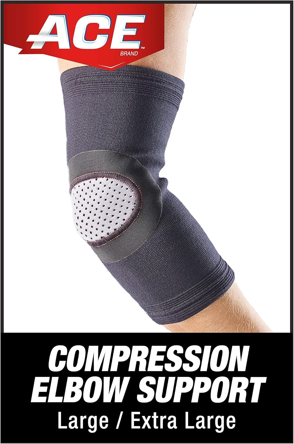 ACE Compression Elbow Support (Black Gray) Large/X-Large
