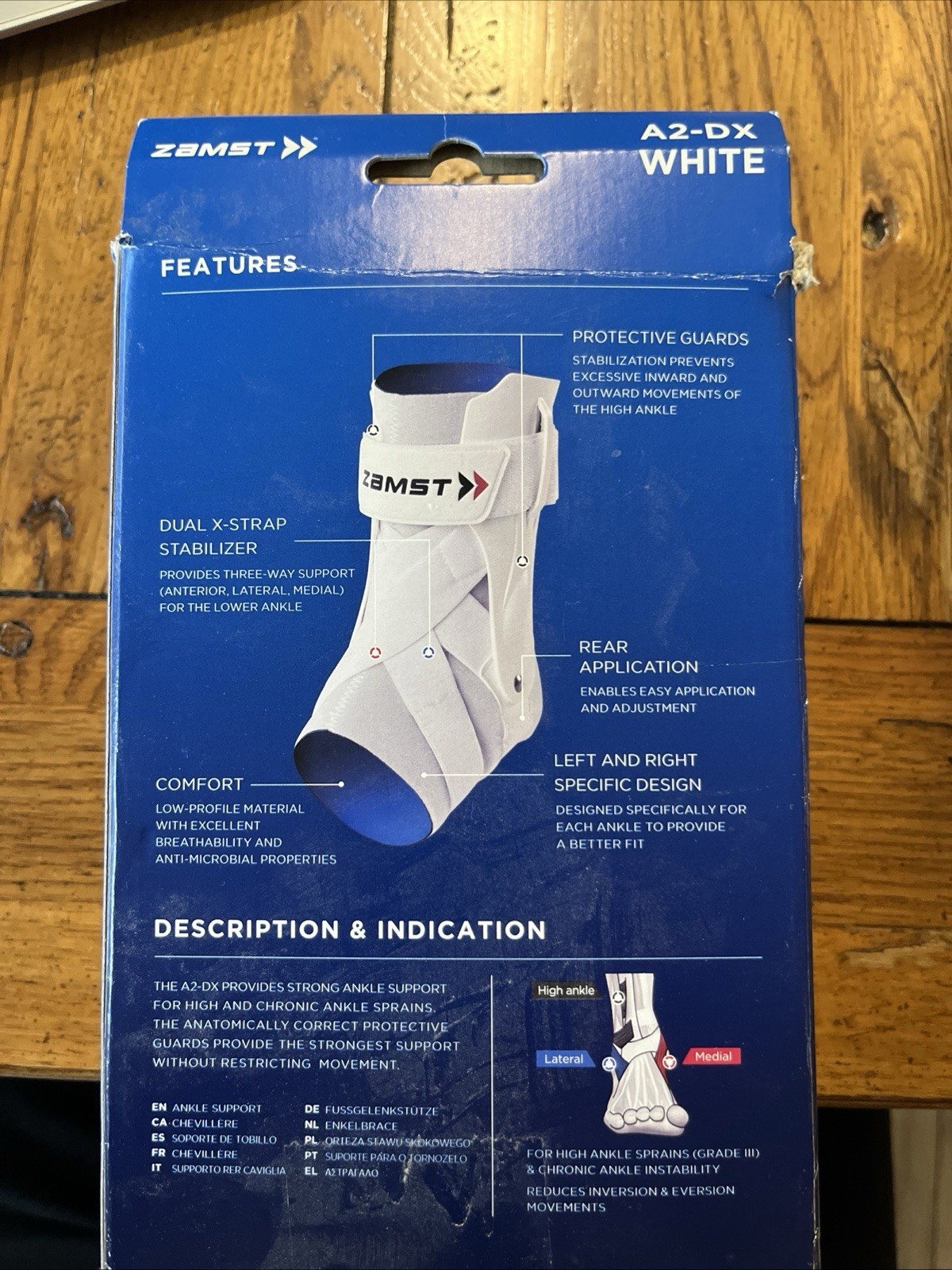 Zamst A2-DX White RIGHT Ankle Brace Sports Support Men Women High-Grade Sprain
