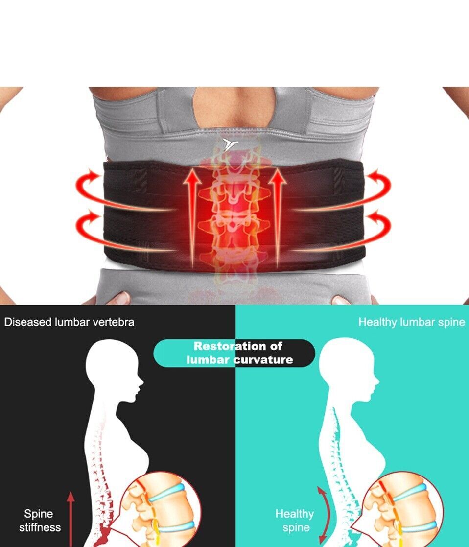 Men & Women Lumbar Waist Support Brace Compression Belt Lower Back Pain Relief