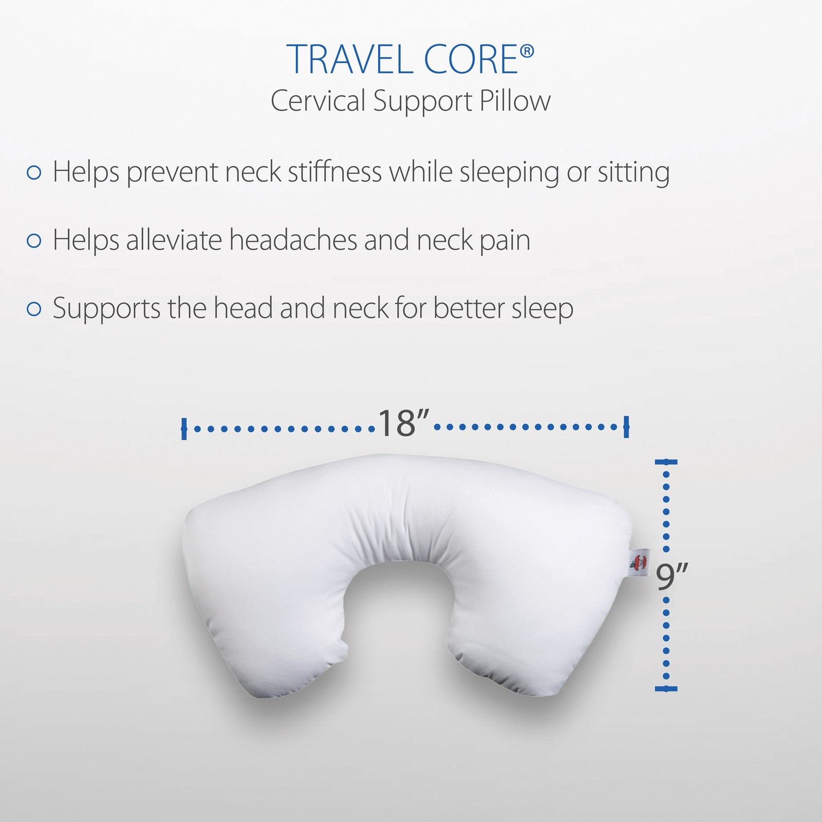 Tri-Core Cervical Neck Shoulder Support Pillow Midsize Firm, Travel Core Combo