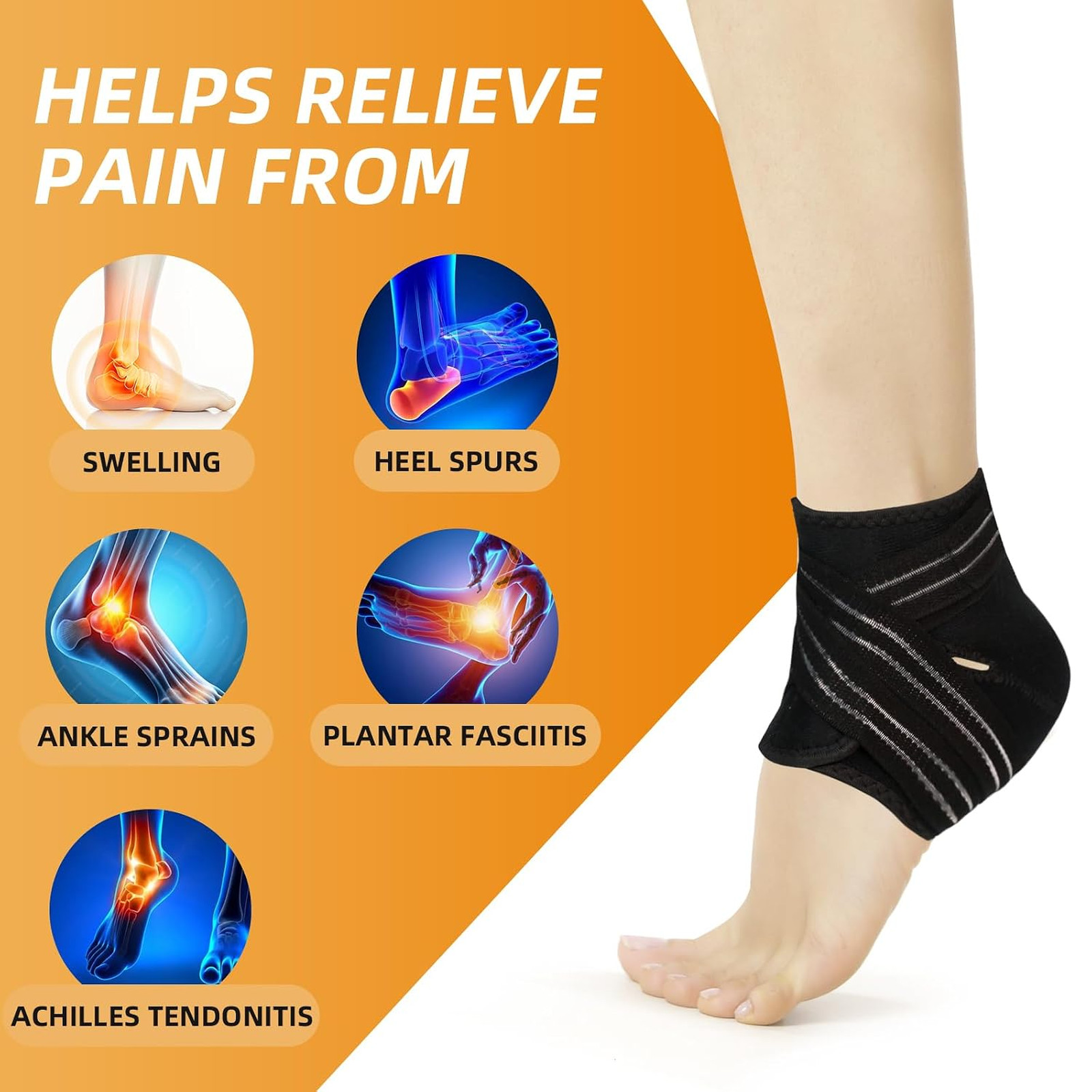 Ankle Brace Compression Wrap for Sprains Plantar Fasciitis Achilles Open Heel