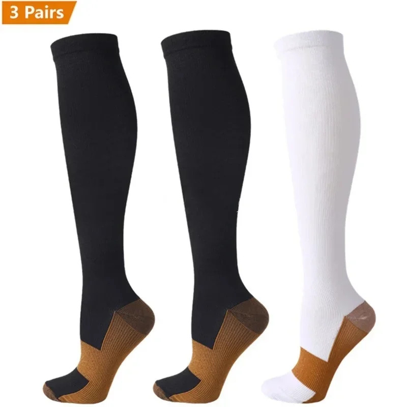 3 Pair Copper Compression Socks Women Men Anti Fatigue Pain Relief Graduated Uni