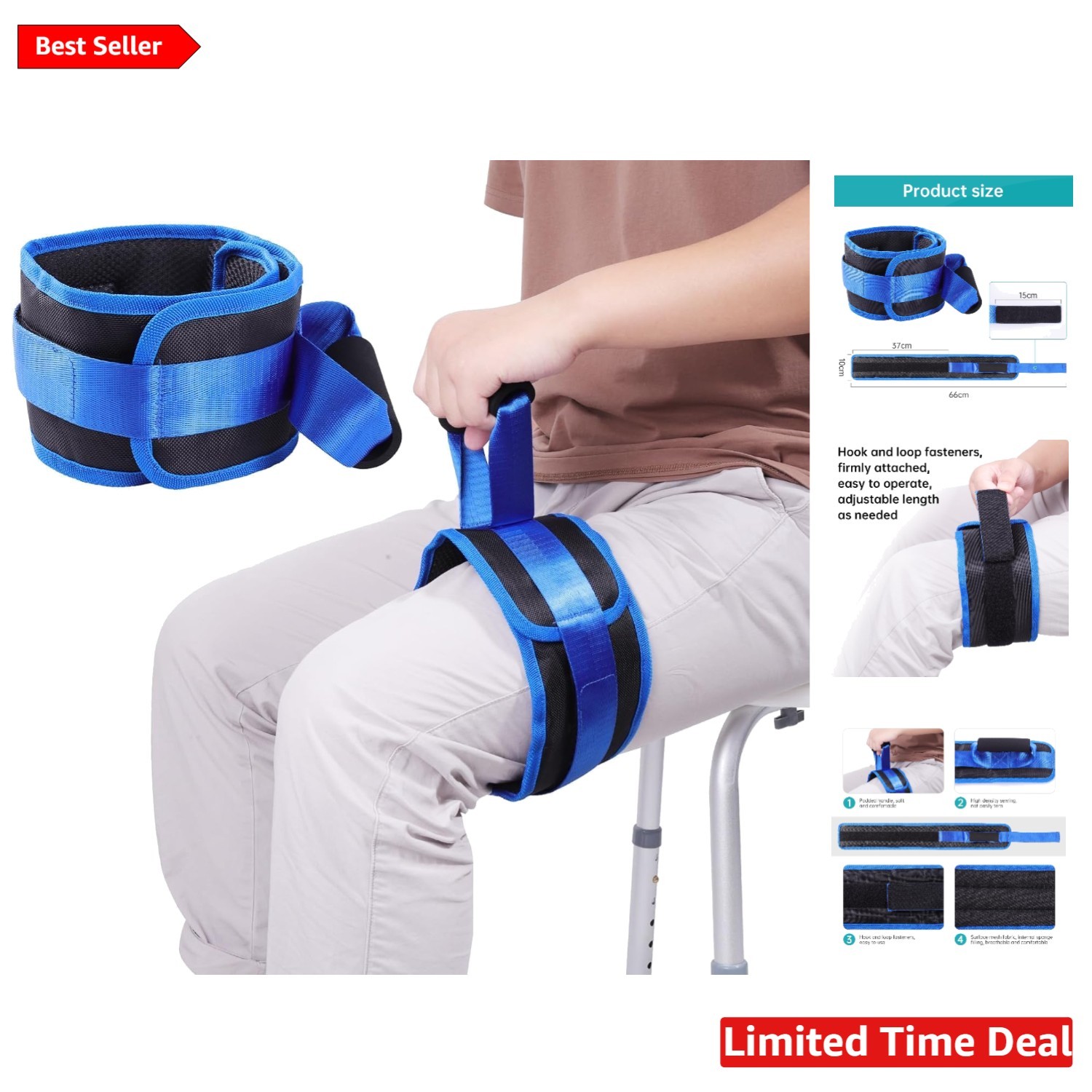Breathable Thigh Lift Strap for Safe Transfers – Fits Thighs up to 25 Inches