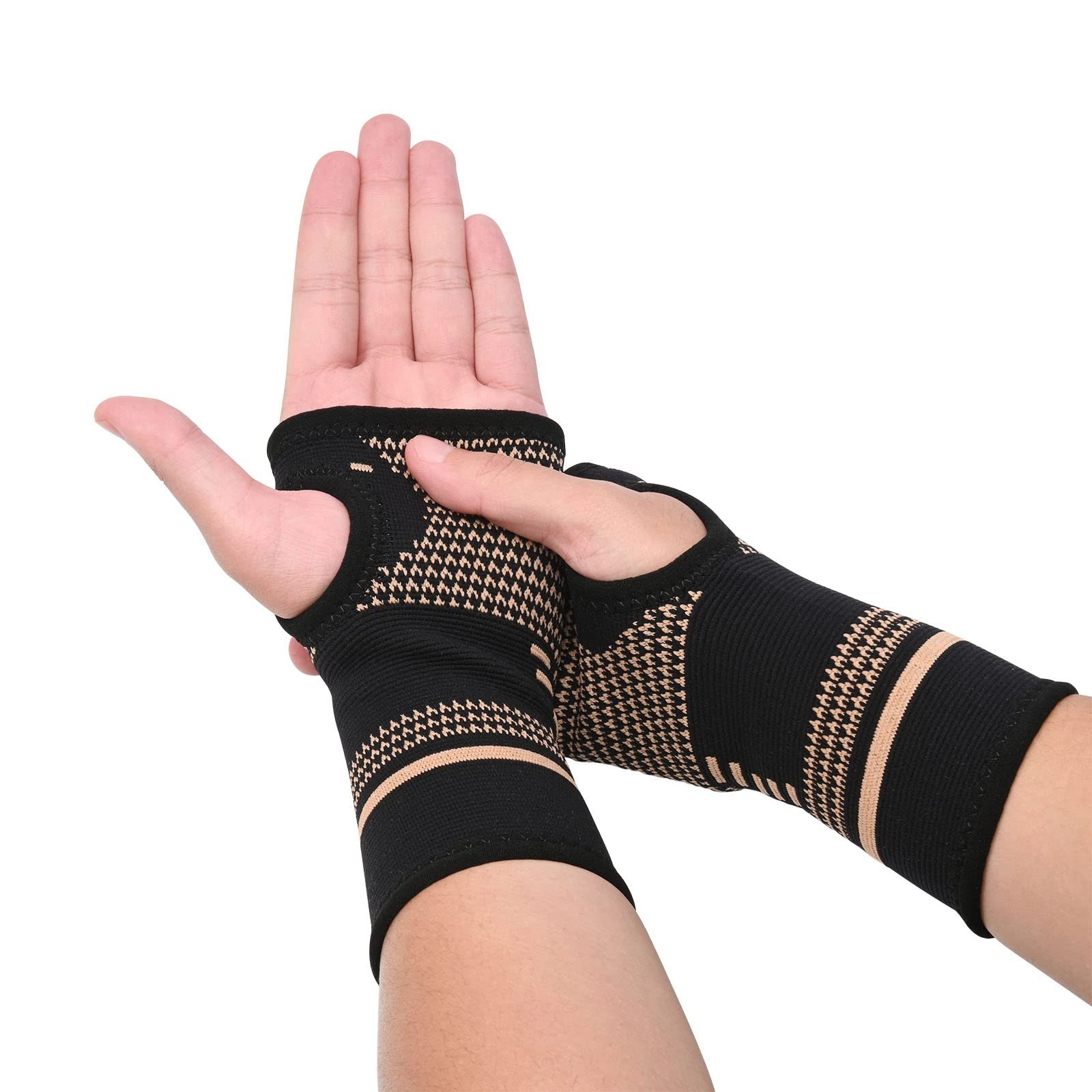 Copper Wrist Compression Sleeves for Arthritis Tendonitis Carpal Tunnel Pair