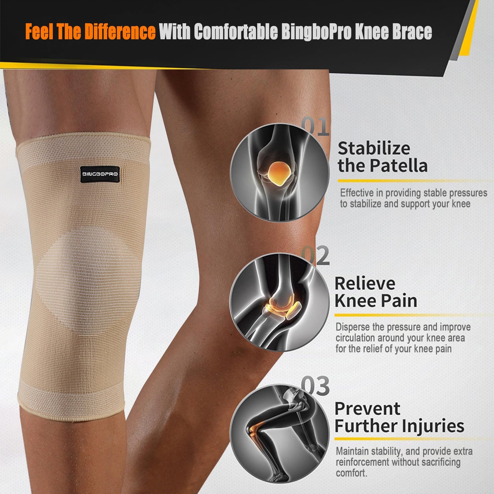 Knee Brace for Pain Relief – Knee Compression Sleeves for Men and Women, Knee…