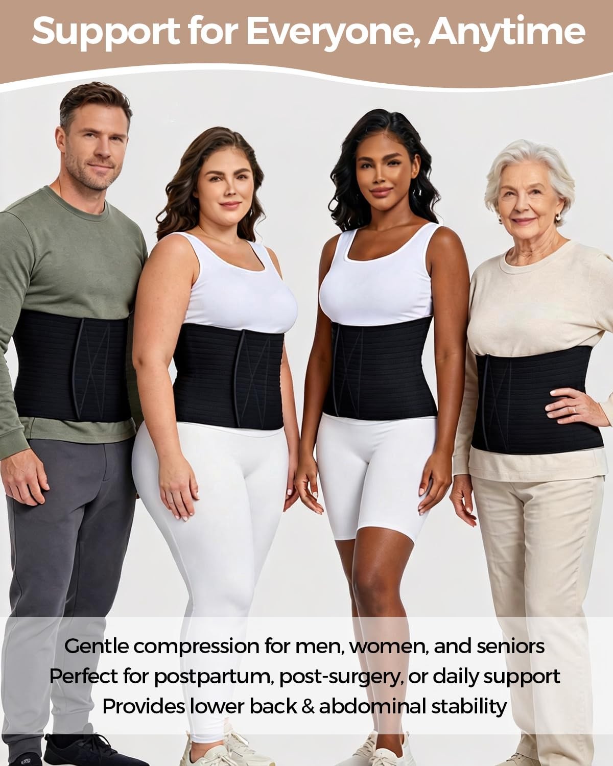 Abdominal Binder Post Surgery Belly Band Wrap for Women Men 9″ Wide