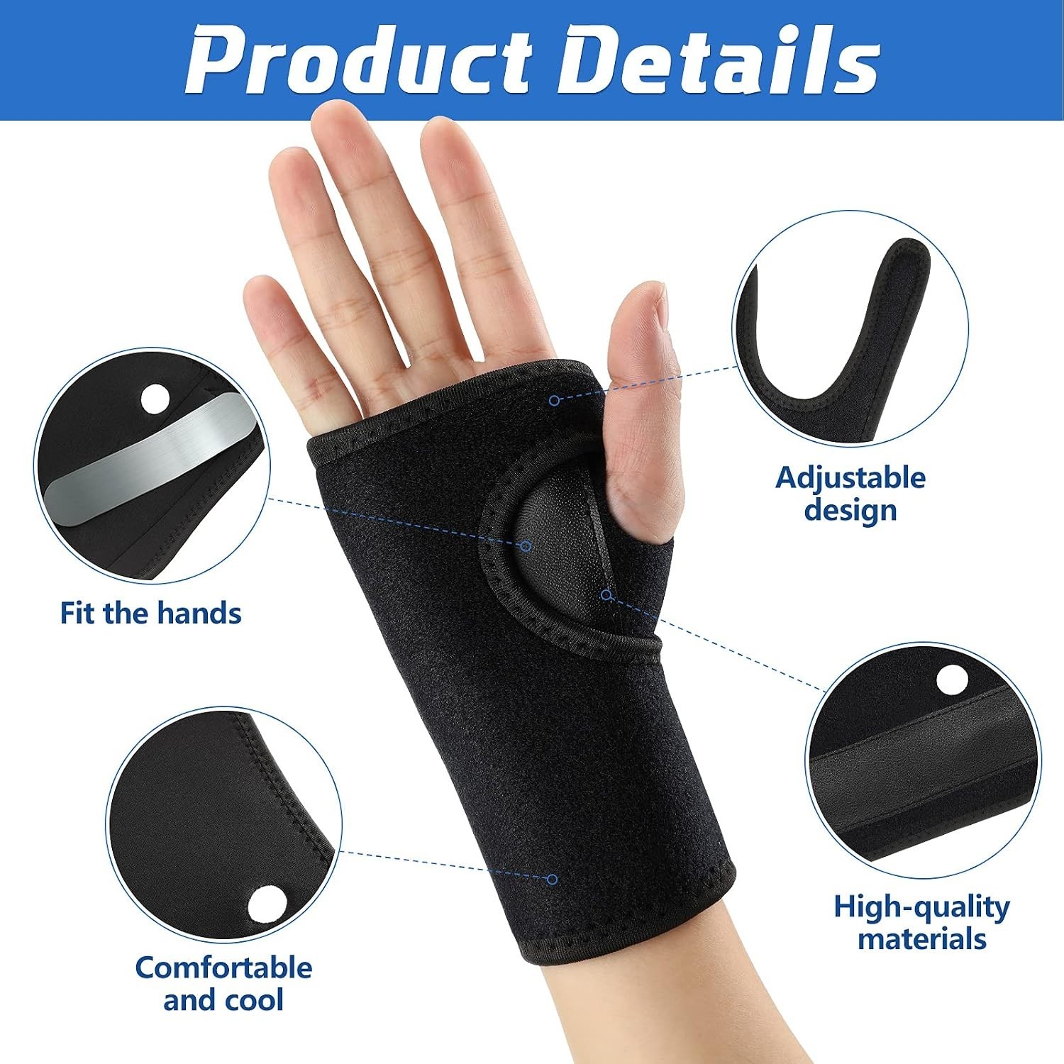 2 Pcs Wrist Brace for Carpal Tunnel Night Sleep Support Adjustable Wrist Spli…