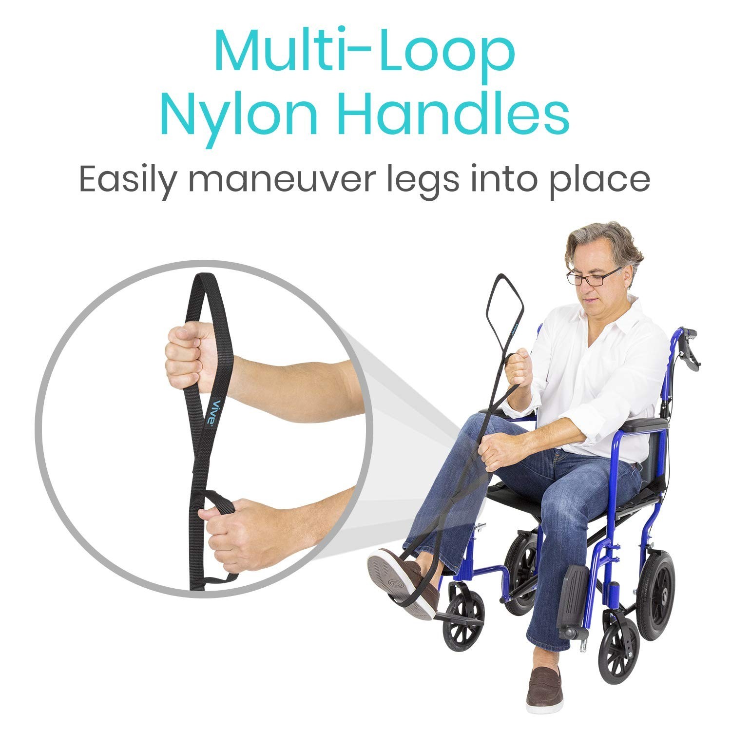 Multi-Loop Leg Lifter Strap 41″ – Easy Mobility Aid for Bed, Couch, Car, Wheelch