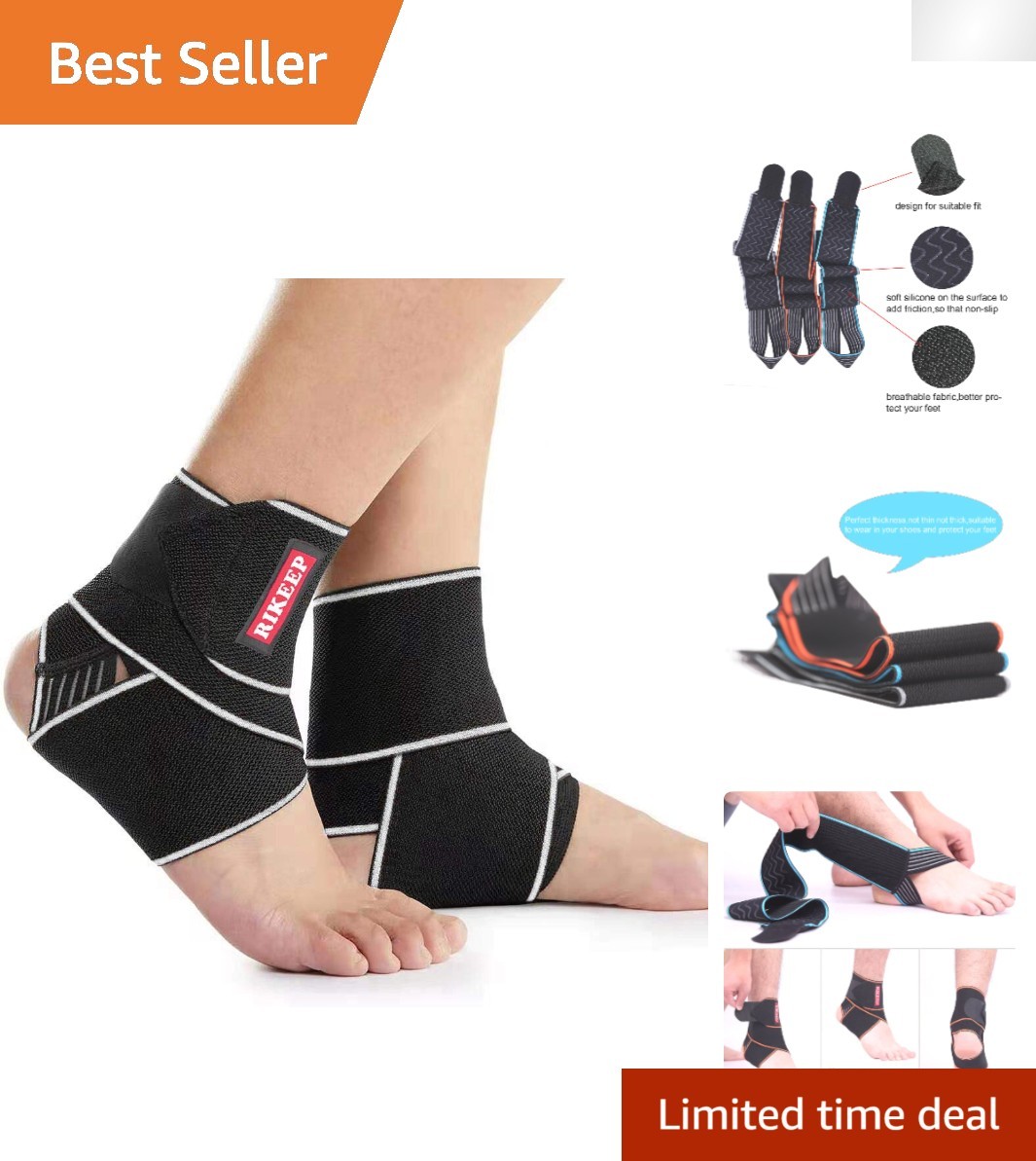 Comfort-Focused Ankle Support Brace – Grey Compression Wrap for Active Lifestyle