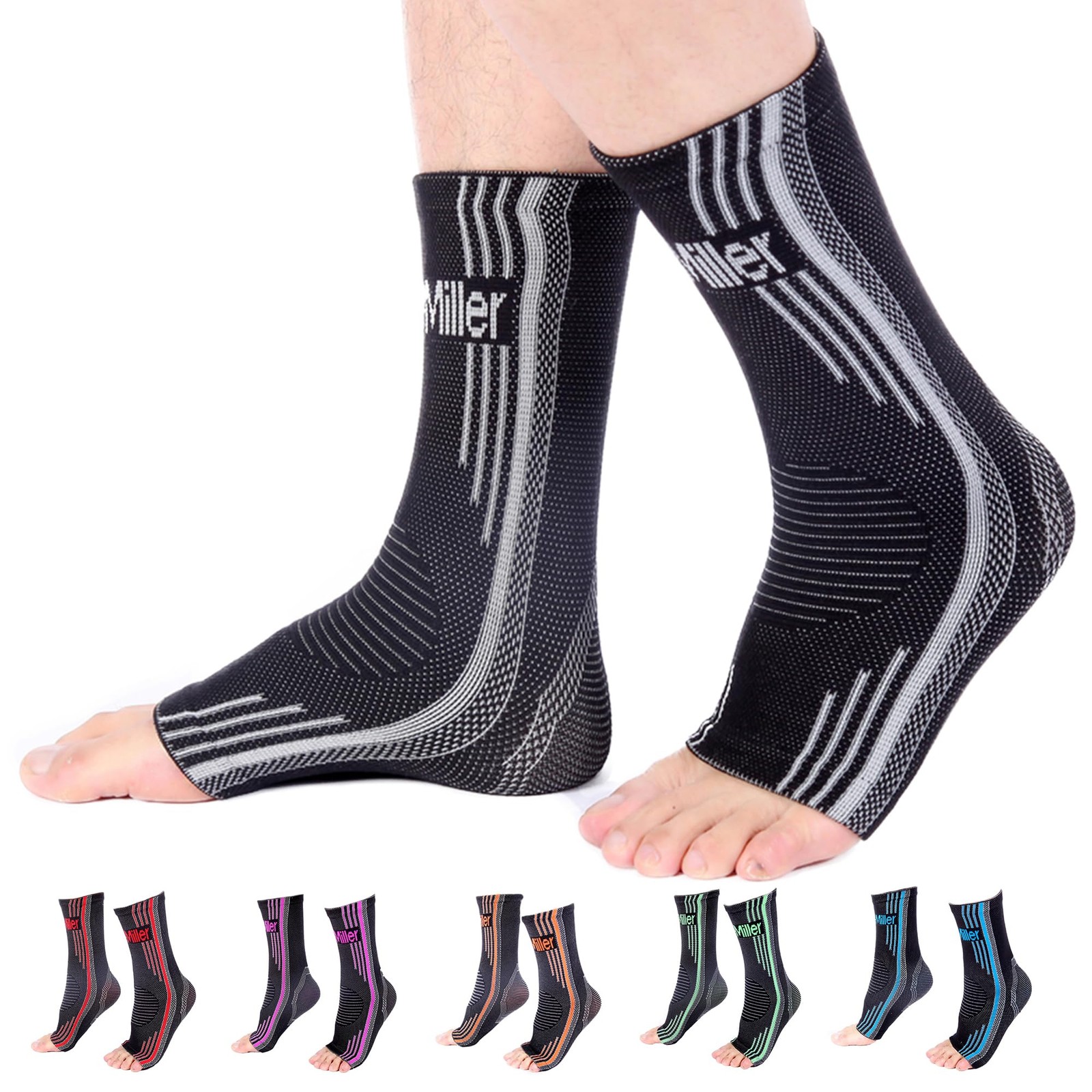 Ankle Compression Sleeve Plantar Fasciitis Support Toeless Socks 1 Pair