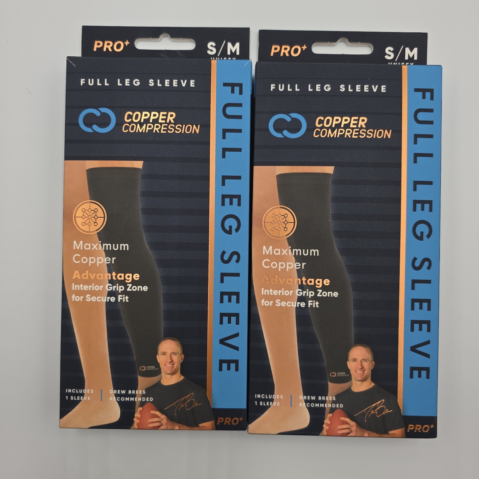 Copper Compression Pro+ Full Leg Sleeve Black Size S/M ( 2 Sleeves Total)