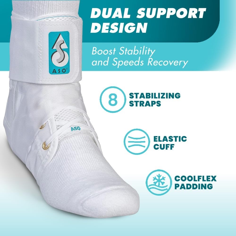 ASO Ankle Stabilizer (X-Small, White) – Ankle Brace for Sprained Ankle and Peron