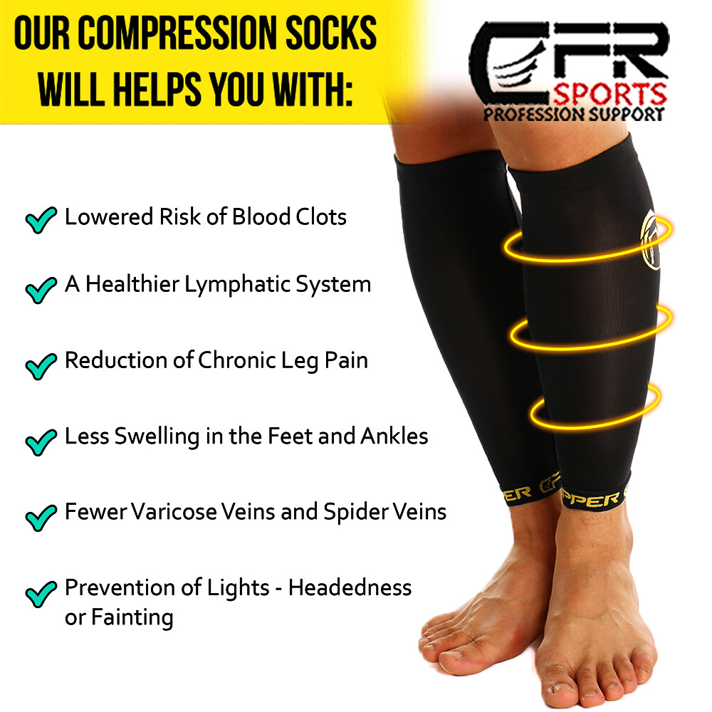 COPPER Compression Calf Sleeve Running Leg Support Brace Sport Shin Splint Socks