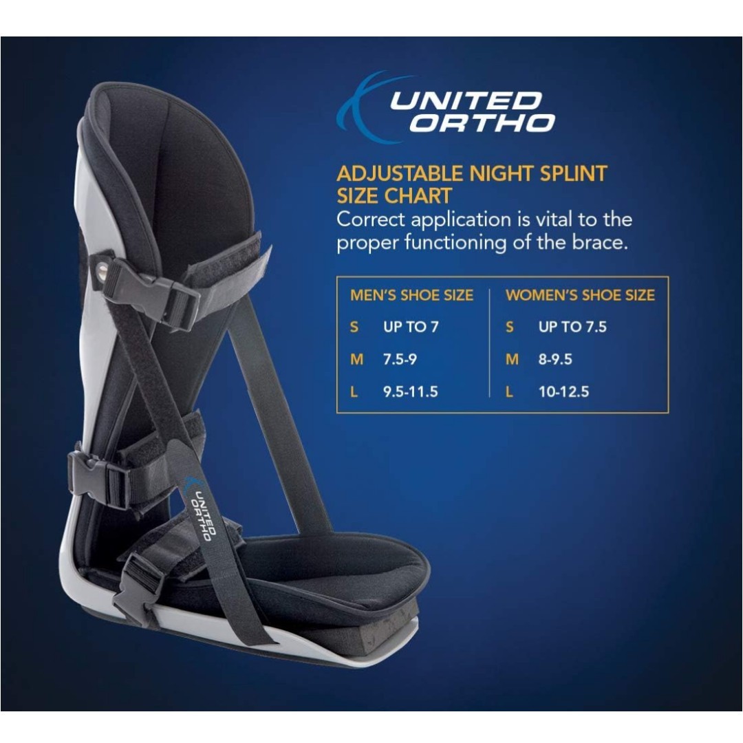 United Ortho Plantar Fasciitis Adjustable Leg Support Brace Large Left or Right