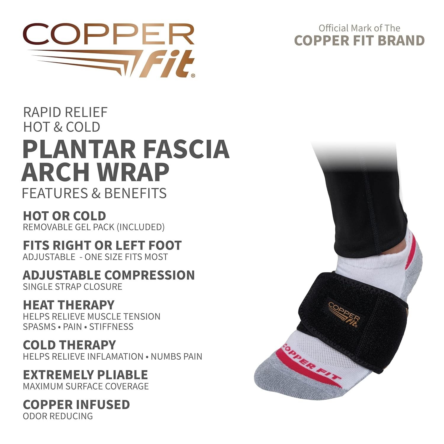 Hot/Cold Therapy Foot Wrap for Plantar Fasciitis, Adjustable & Comfortable