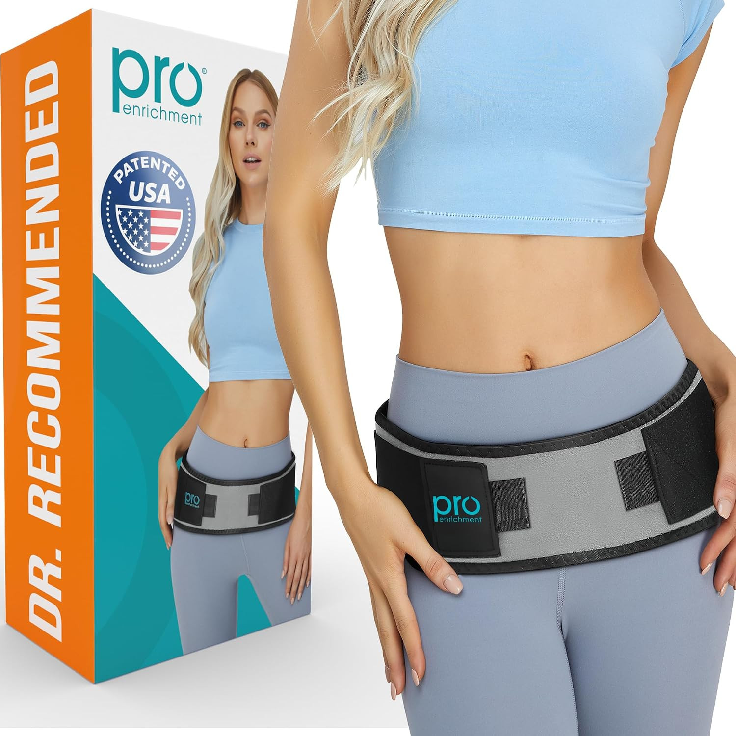Pro Enrichment Sacroiliac SI Joint Hip Belt – USA Patented Lower Back Brace Supp