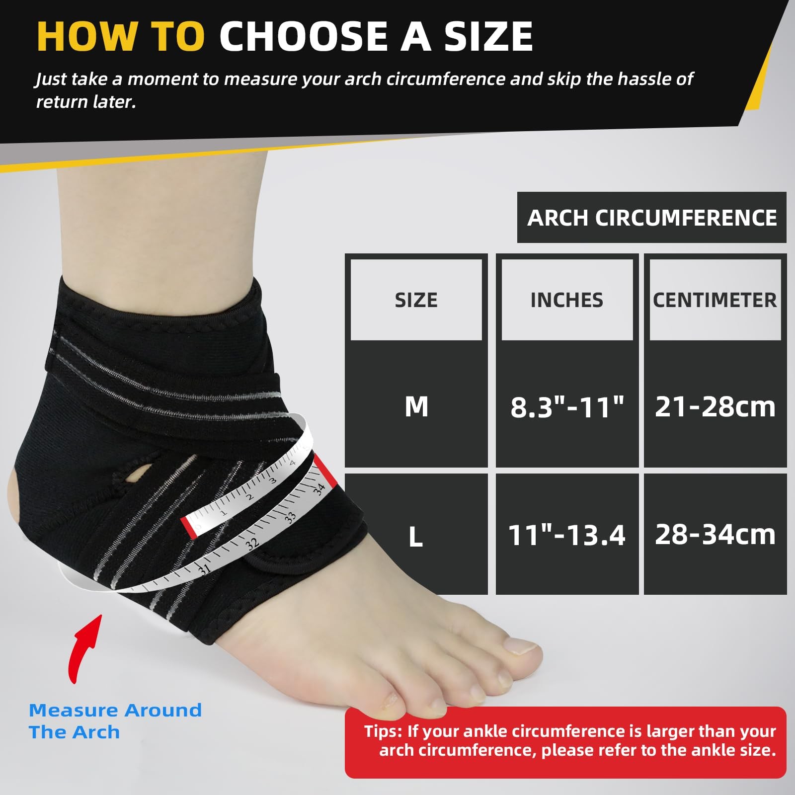 1 PCS Compression Ankle Brace Women Men Adjustable Wrap Stabilizer Medium Black