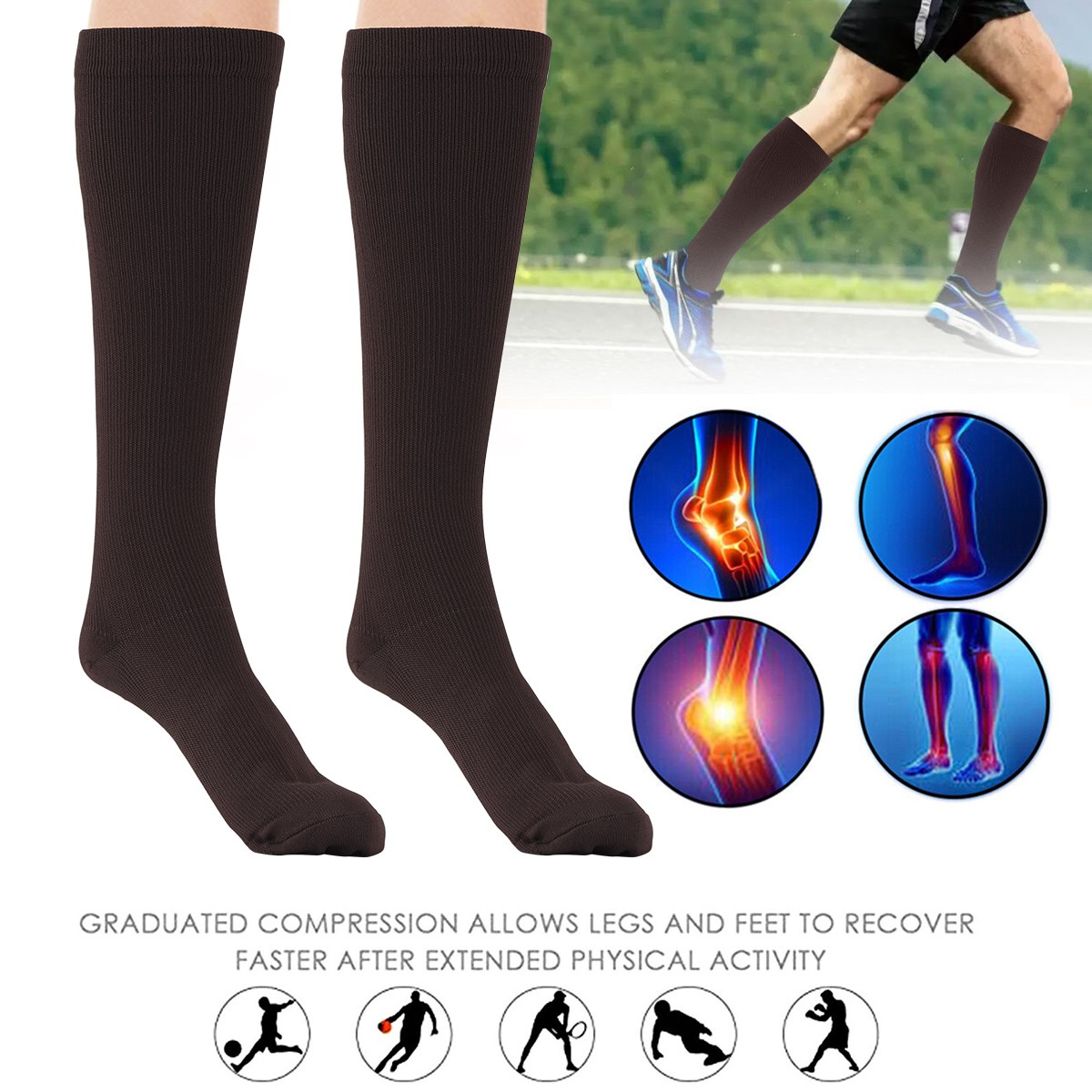 Lots Of Copper Compression Socks 20-30mmHg Graduated Support Mens Womens S-XXL