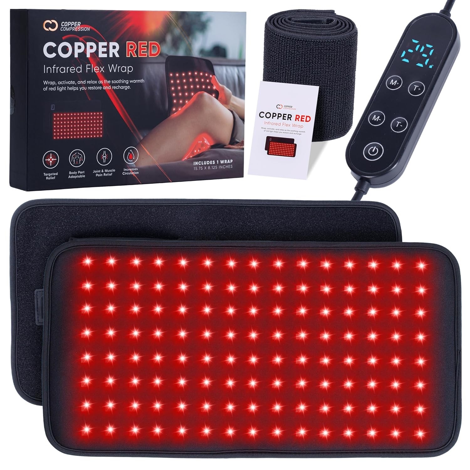 Copper compression Infrared Flex Wrap Red Light Therapy Device