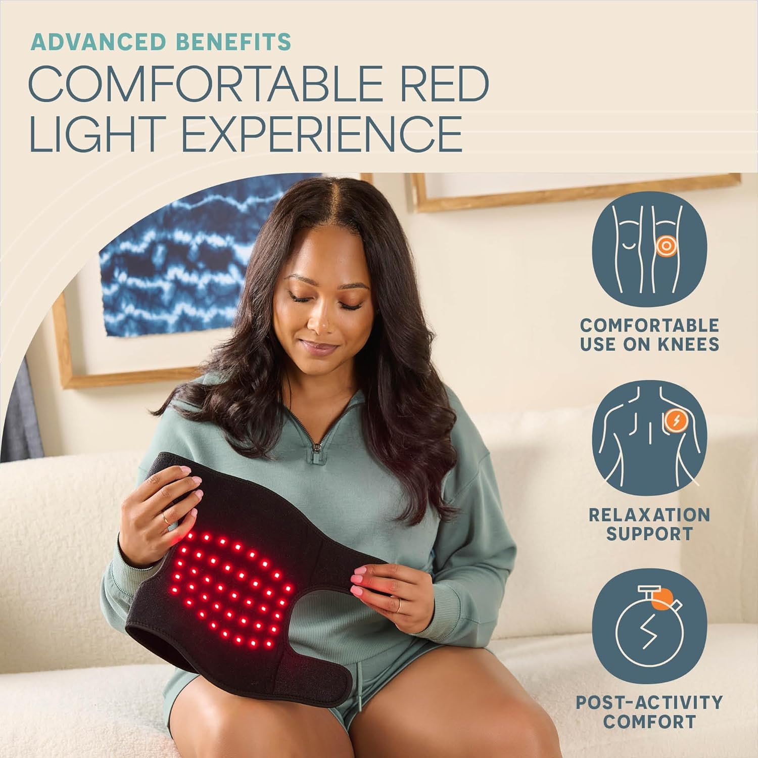 – Red Light Therapy for Knee Brace – Portable Knee Massager with 660Nm Red & 850