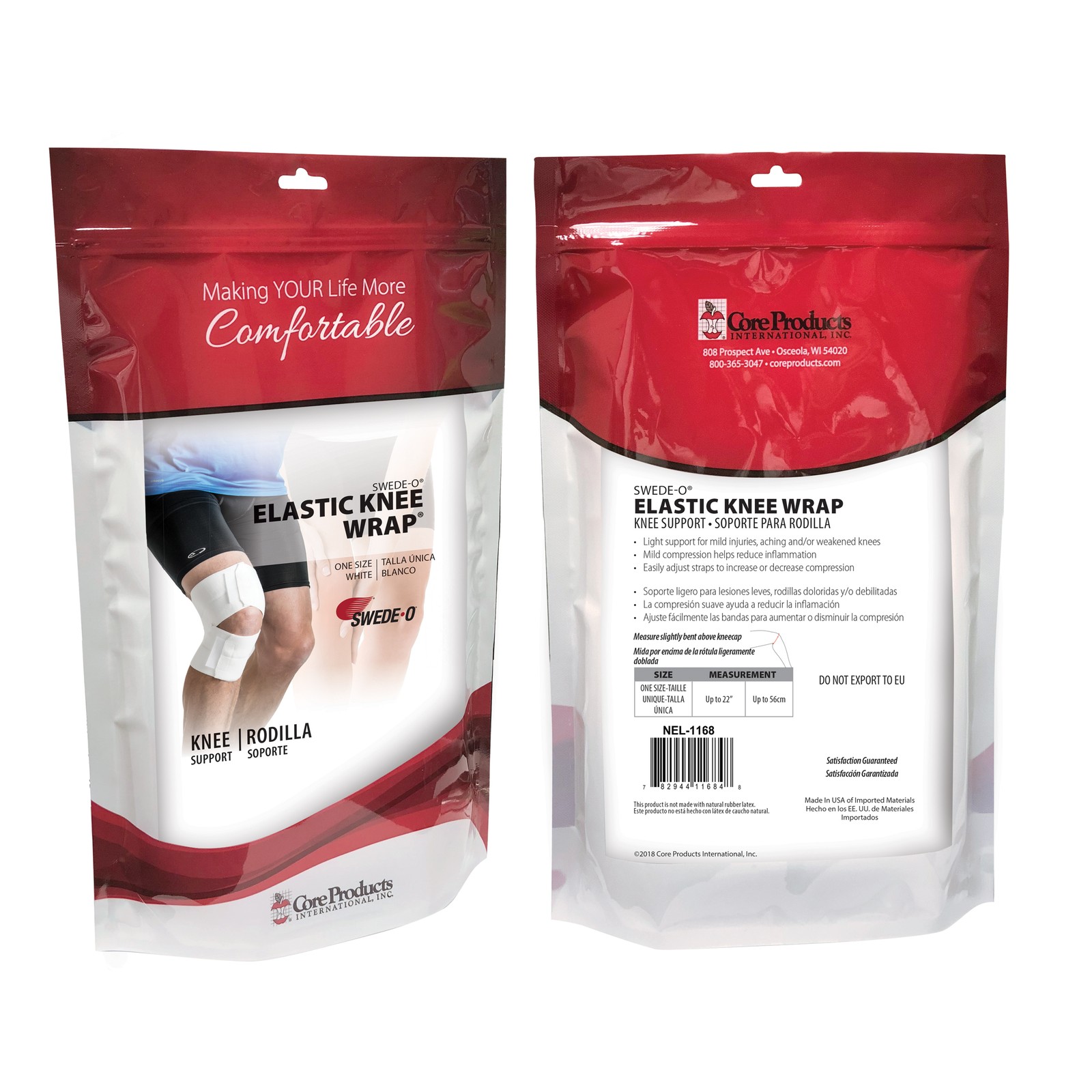 Swede-O Elastic Knee Wrap White 4″ Compression Helps Reduce Sprains Strains