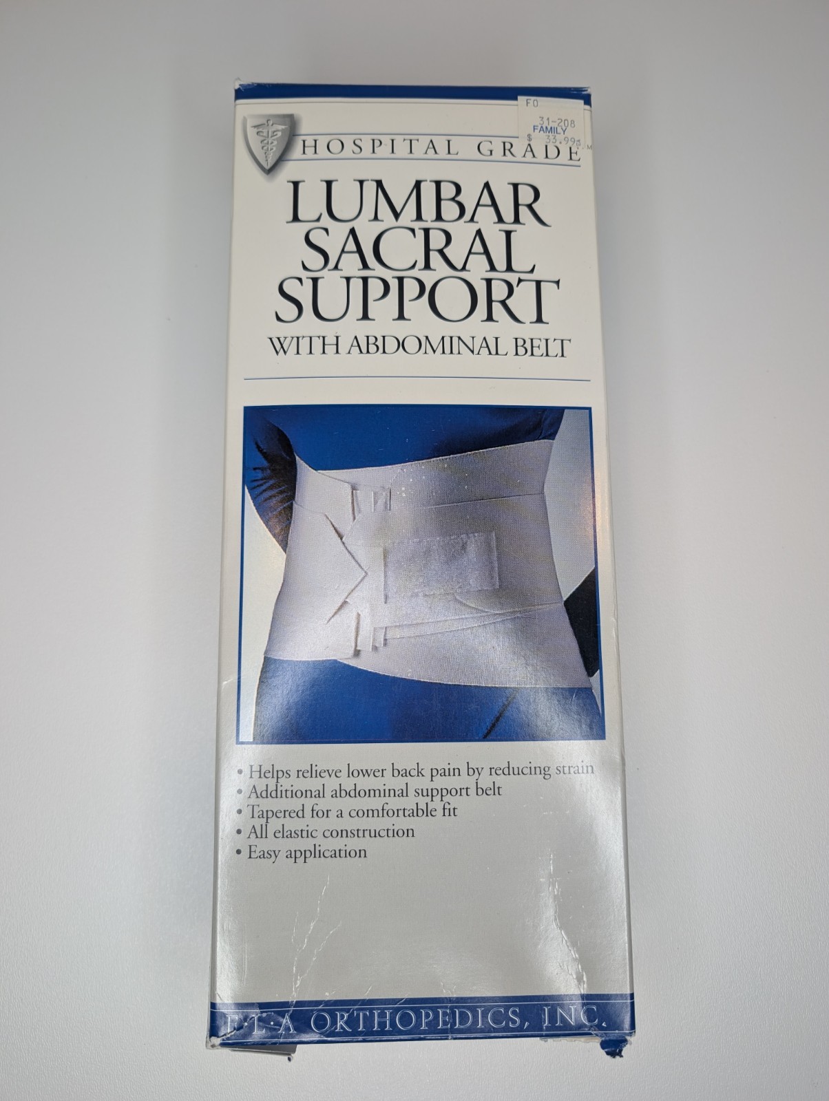 Lumbar Sacral Back Support 10″ FLA Orthopedics Medium Fits Hips 33-36″ White