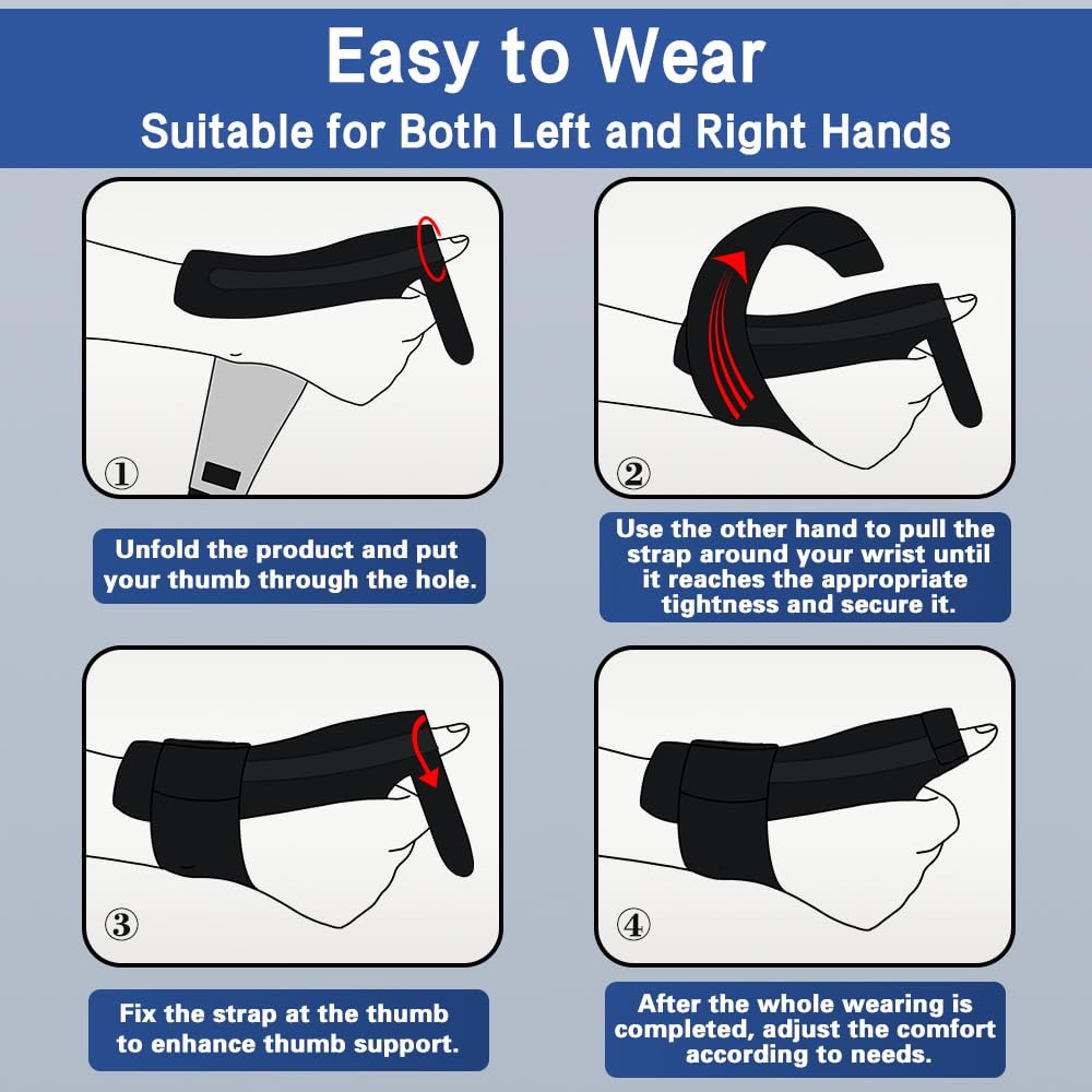 Reversible Thumb & Wrist Stabilizer Splint for Blackberry Thumb, Trigger Finger,