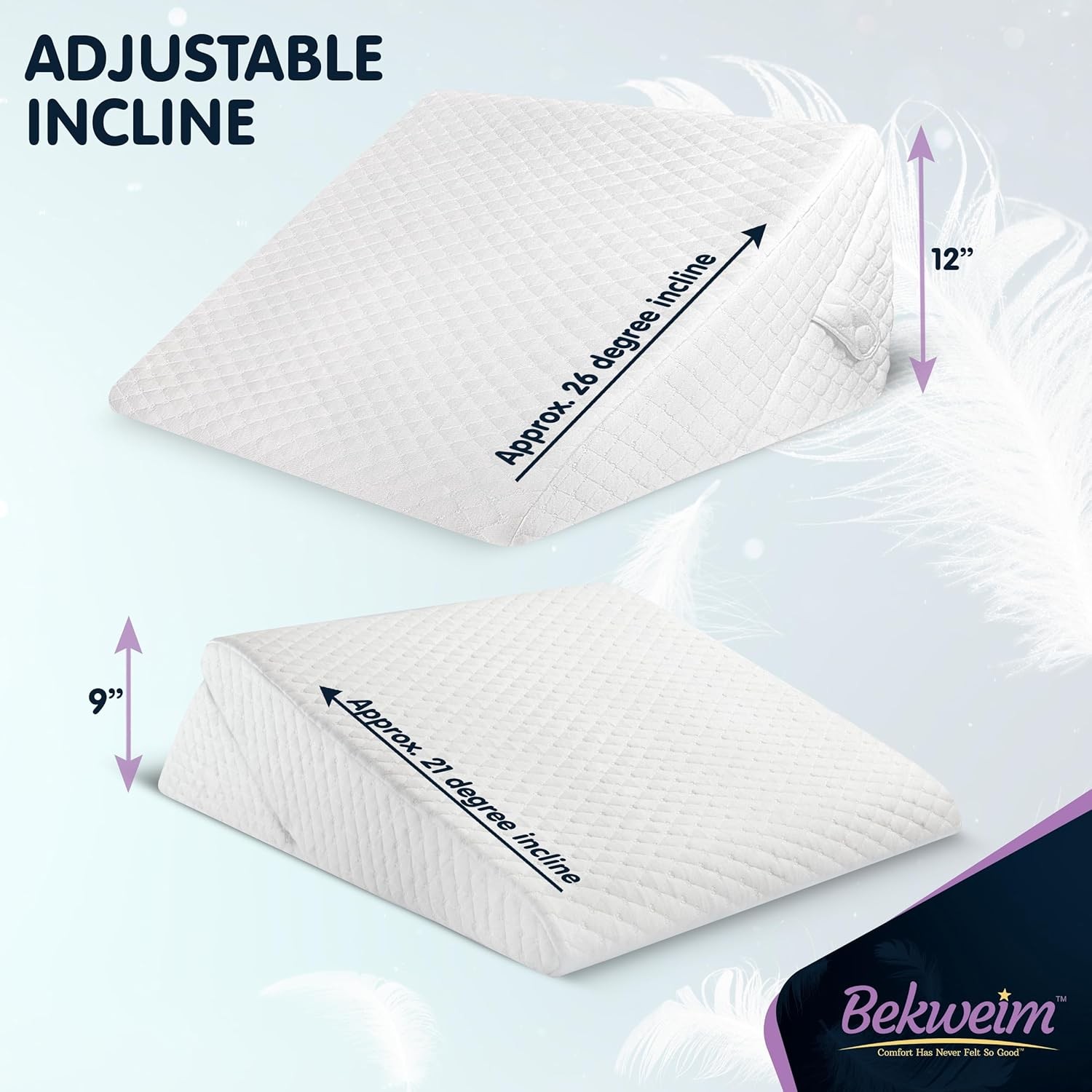 Adjustable Bed Wedge Pillow for Sleeping – Large, White