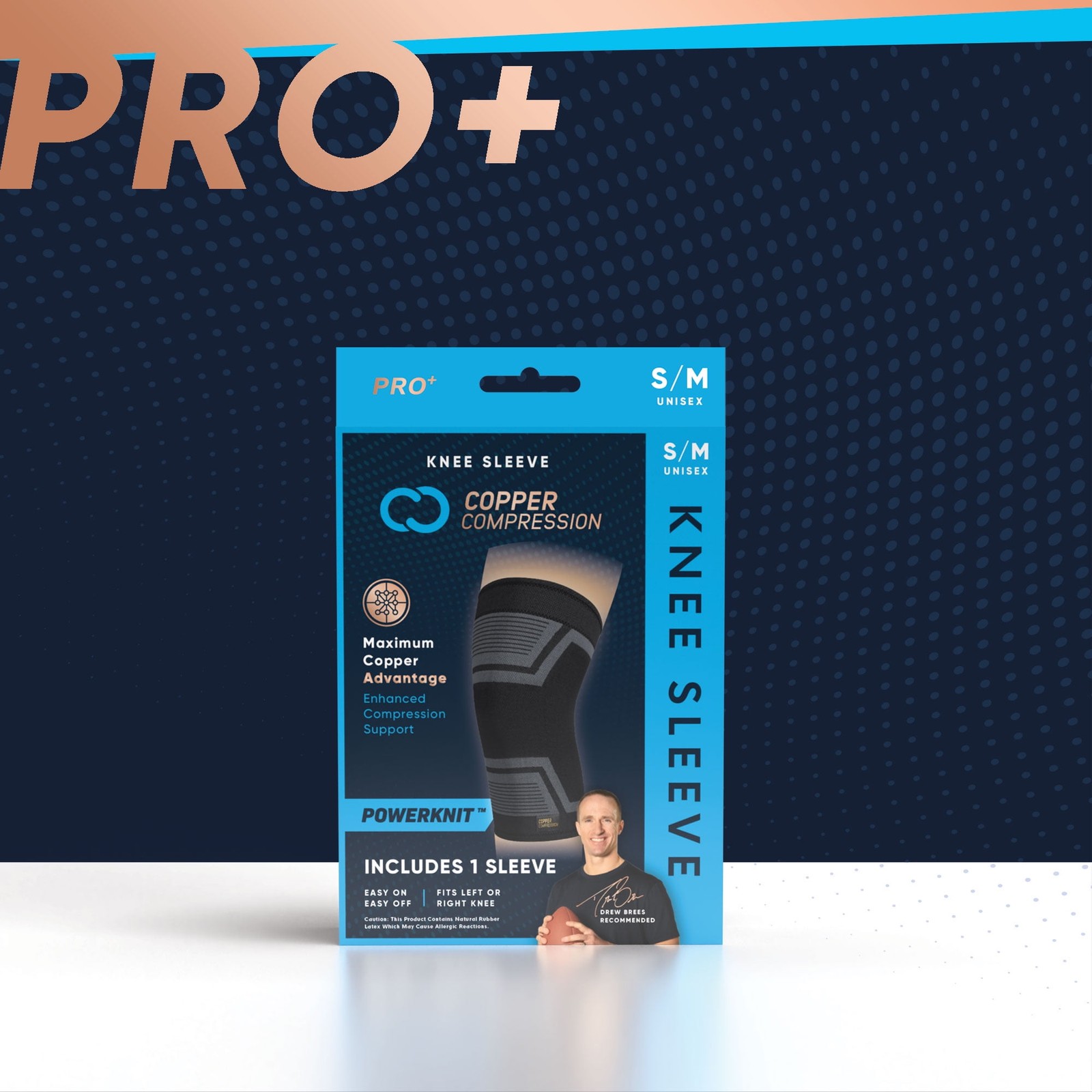 Copper Compression PRO+ Powerknit Performance Knee Sleeve S/M: Compression