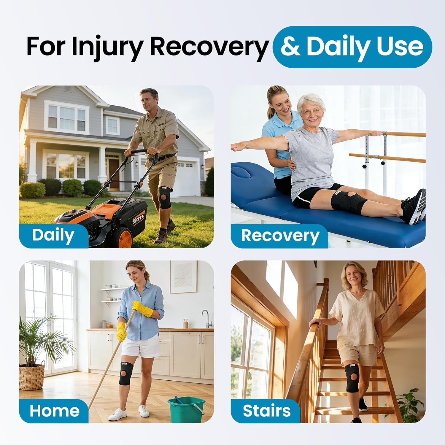 Lightweight Knee Support Brace with Open Patella Design – Injury Recovery Aid