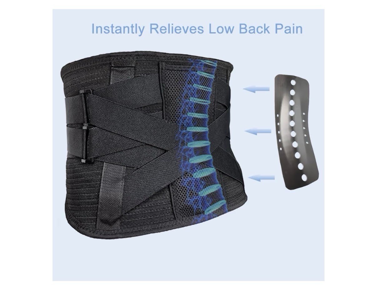 Adjustable Black Lumbar Support Belt, 3D-Knit Fabric, XL-XXL, Low Back Pain