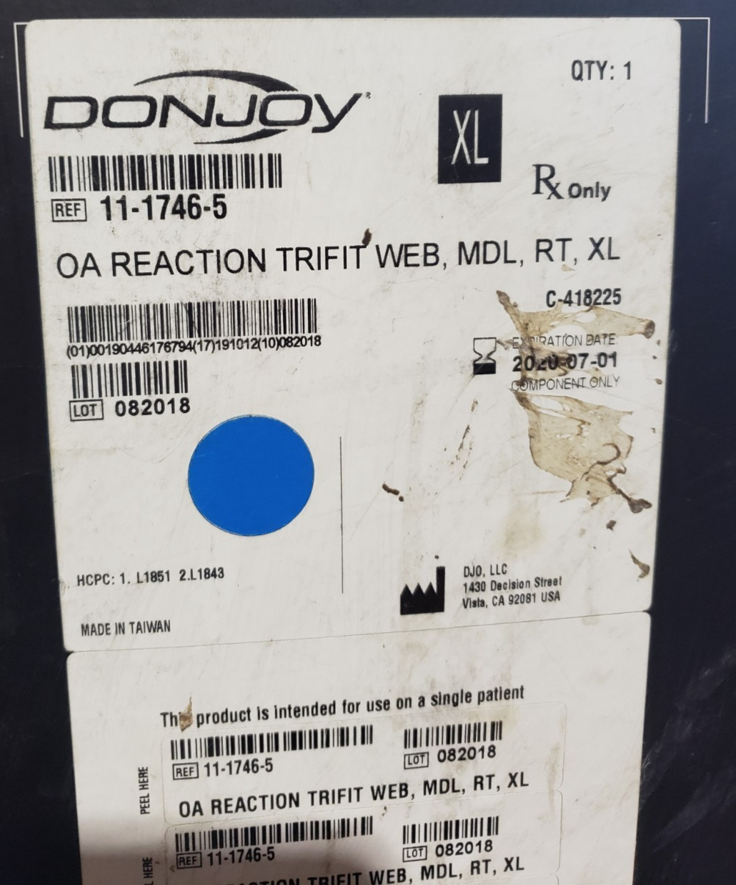 Donjoy OA REACTION TRIFIT WEB, MDL, RT, EXTRA LARGE | REF. 11-1746-5