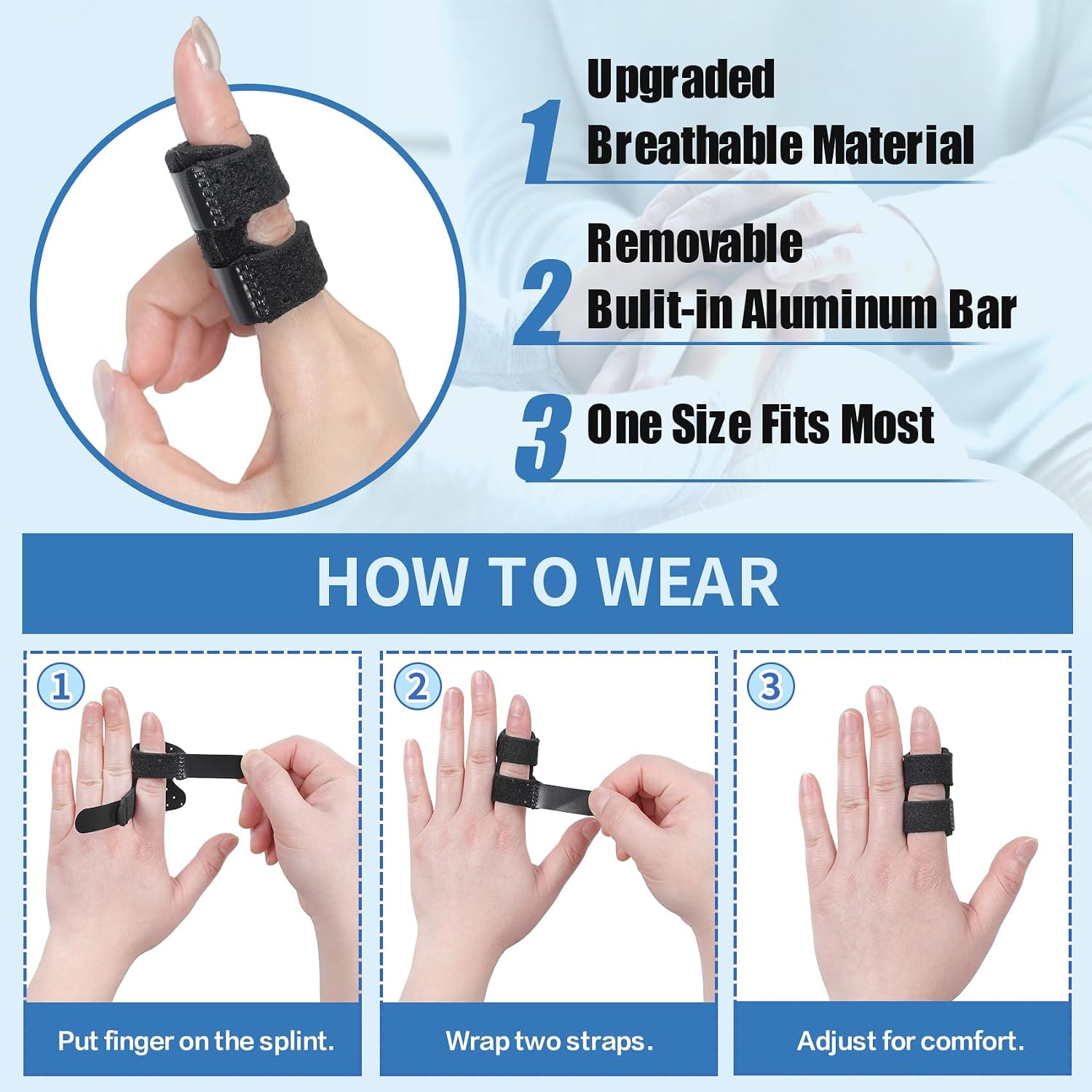 5 PCS Breathable Trigger Finger Splint, Adjustable Finger Brace, Thumb Brace for