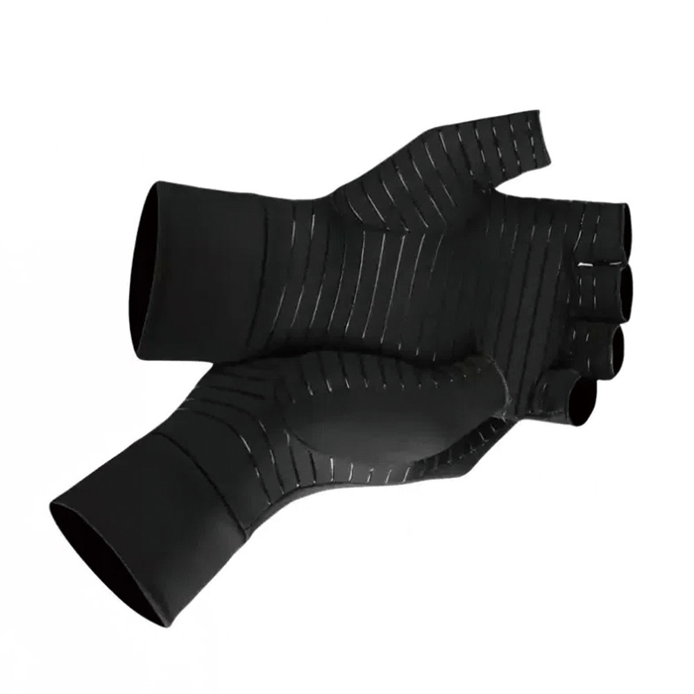 1Pair Black Copper Arthritis Compression Gloves Hand Support Pain Relief Joint