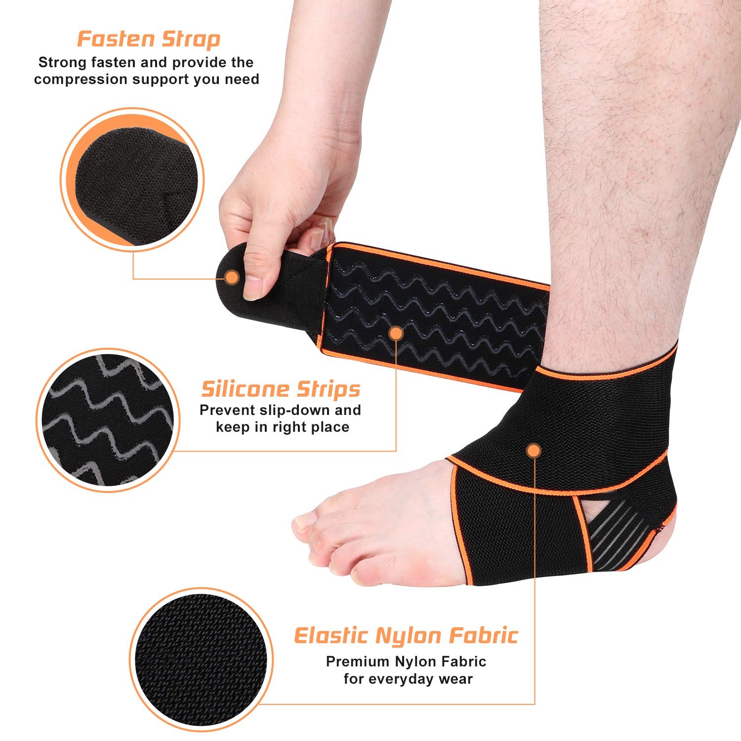 1 Pack Adjustable Ankle Brace for Women and Men Ankle Support for Sprain Planta
