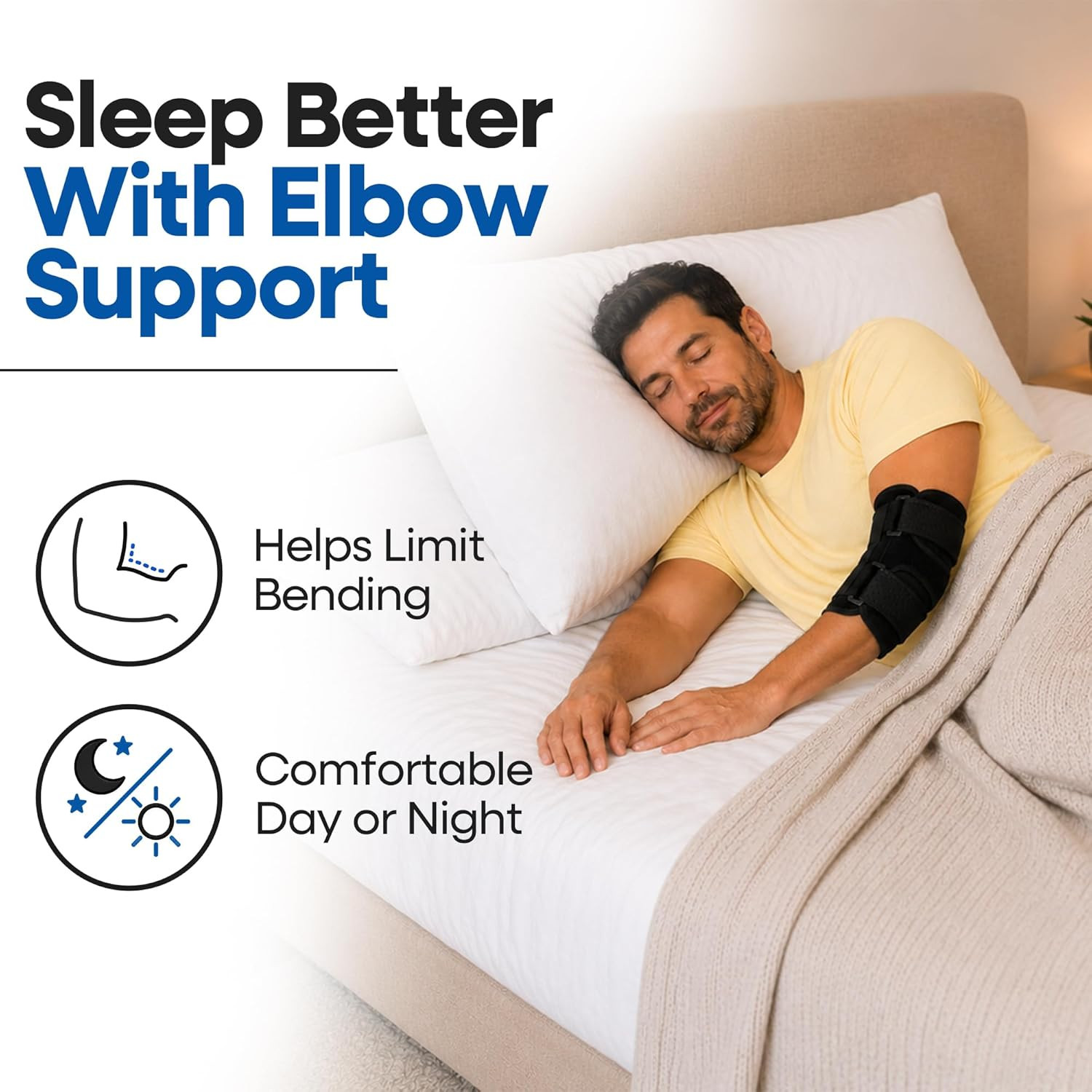 Elbow Splint Tendonitis Elbow Brace – Cubital Tunnel Brace for Sleeping – Tenni