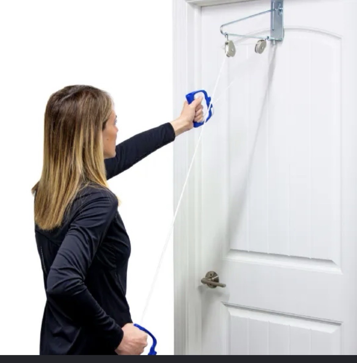 Shoulder & Arm Range of Motion Exercise Pulley w/ Door Anchor, Silver Blue