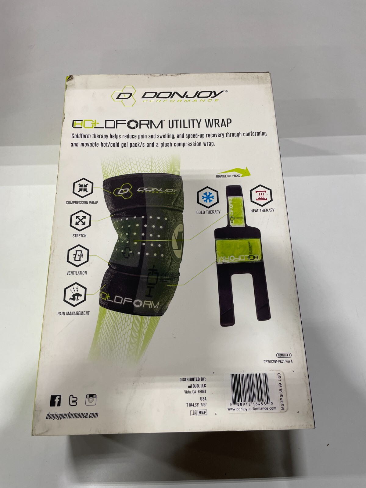 DonJoy Coldform Hot/Cold Therapy Utility Wrap Black – One Size Fits Most
