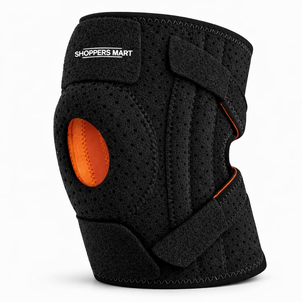 SHOPPERS MART Knee Brace with Open Patella & Side One Size, Orange