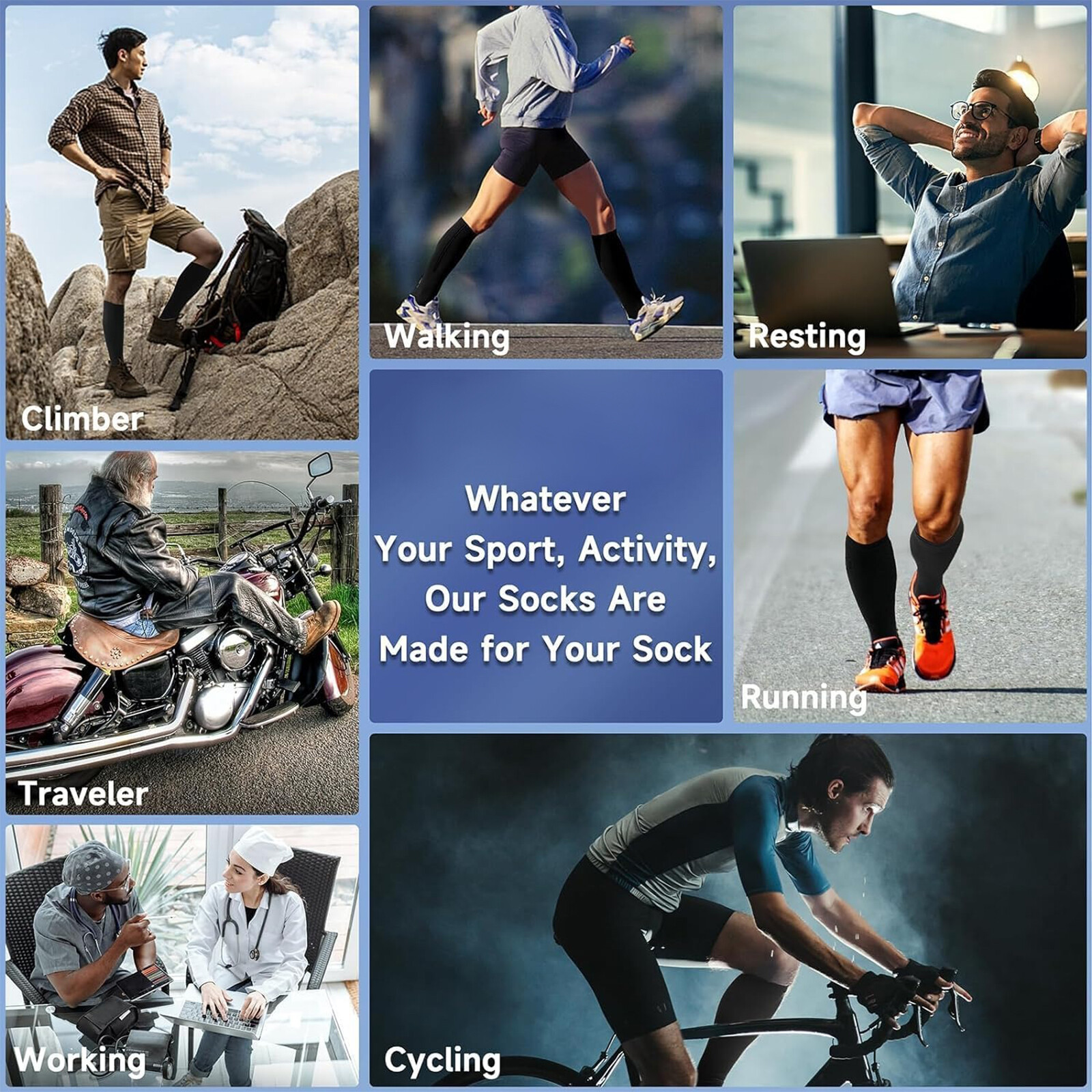 Open Toe Zipper Compression Socks 20-30mmHg Calf Leg Ankle Support Stocking