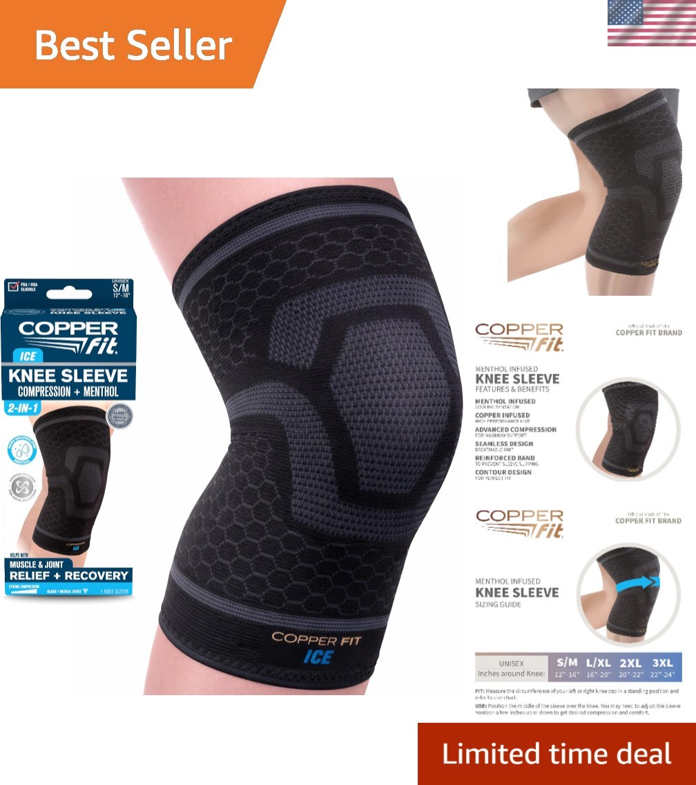 Menthol-Infused Knee Compression Sleeve L/XL – Enhances Recovery and Comfort