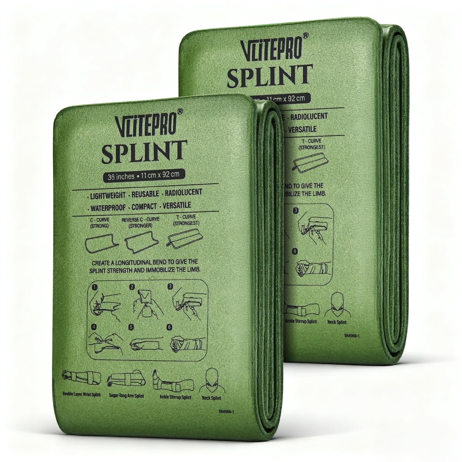 VLITEPRO First Aid Splint,36″ X 4.3″ Medical Tactical Field 2pack