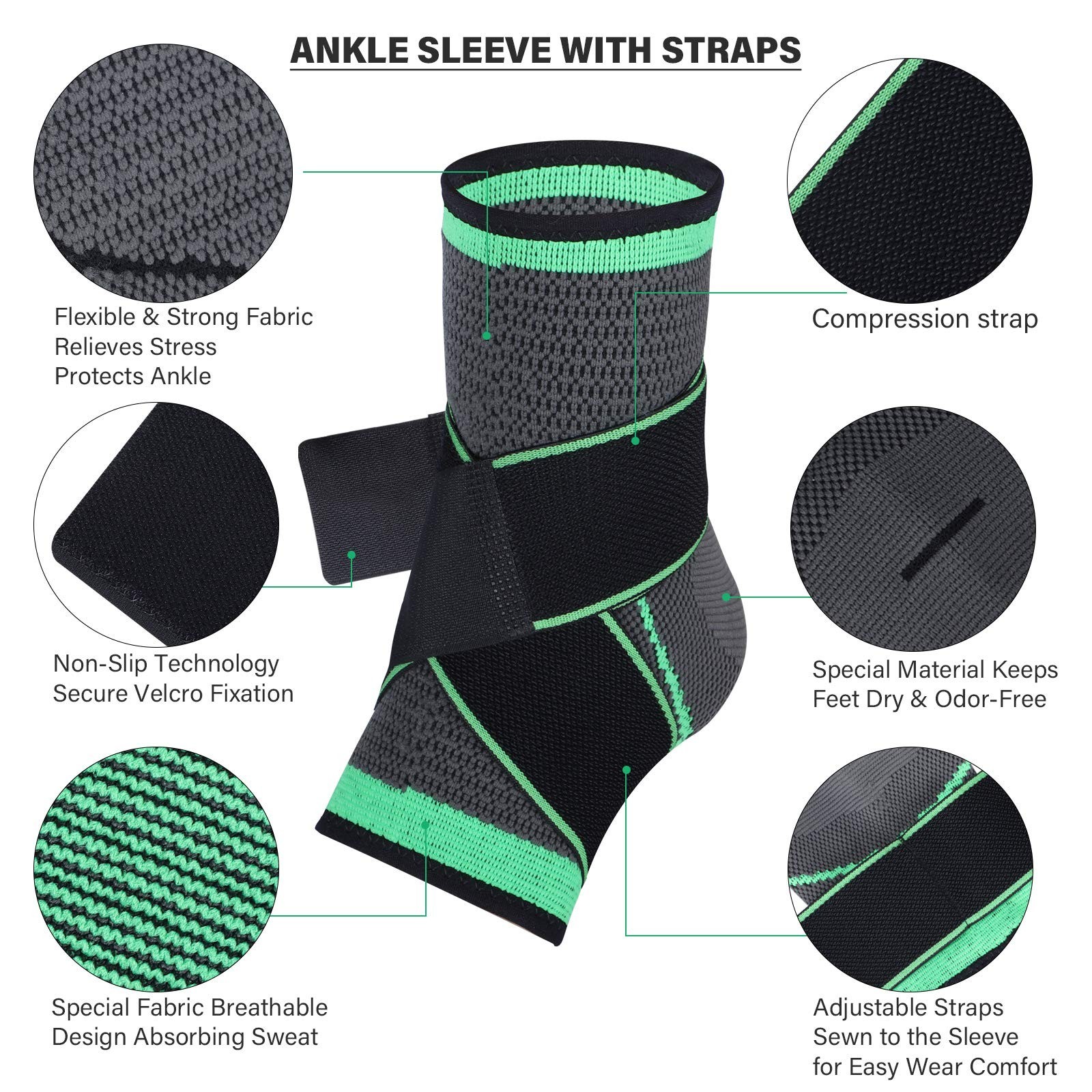 Ankle Support Brace, Adjustable Compression Ankle Support, for Men Women Achi…