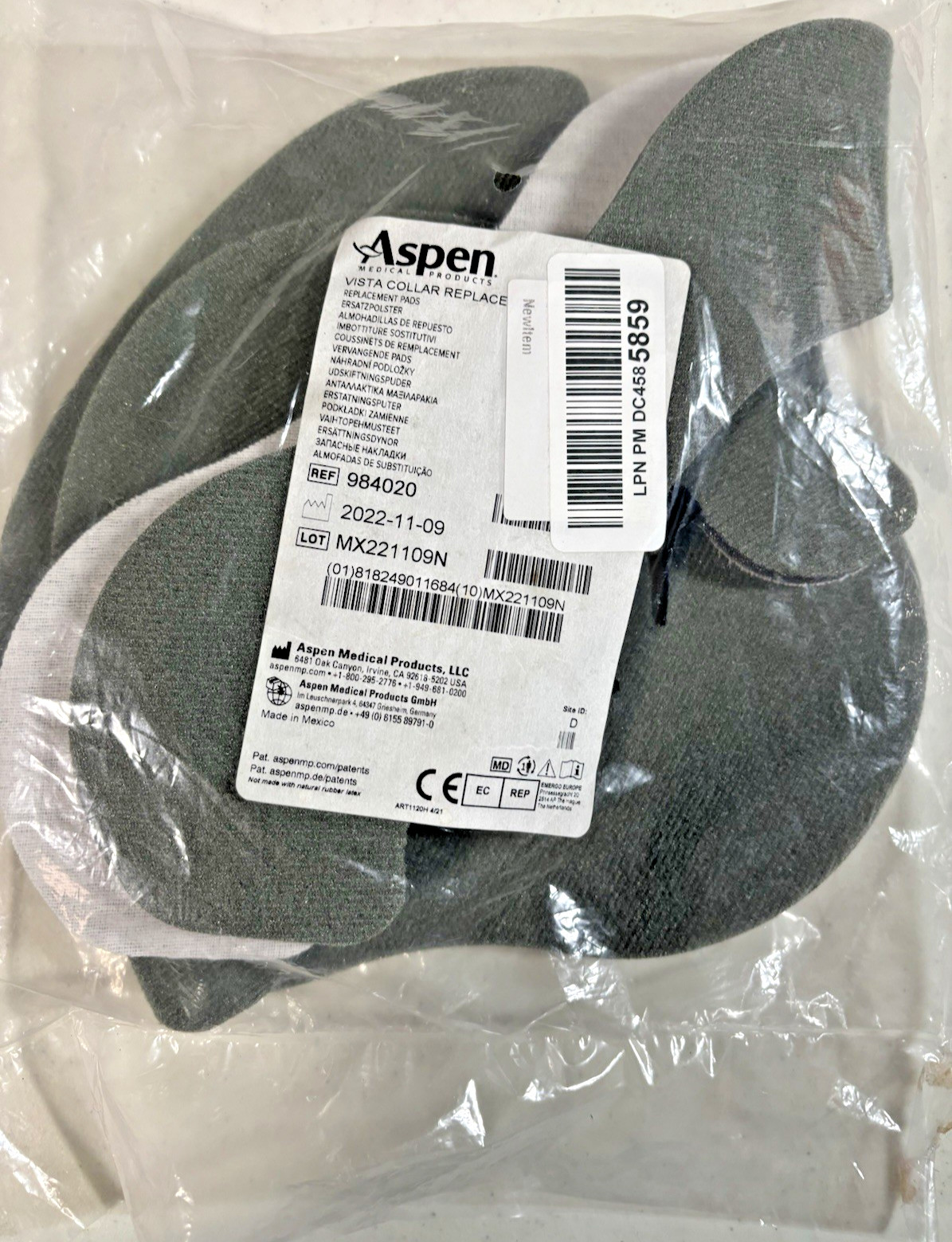 Aspen – Vista Cervical Collar Replacement Pads – 984020 – New/Sealed