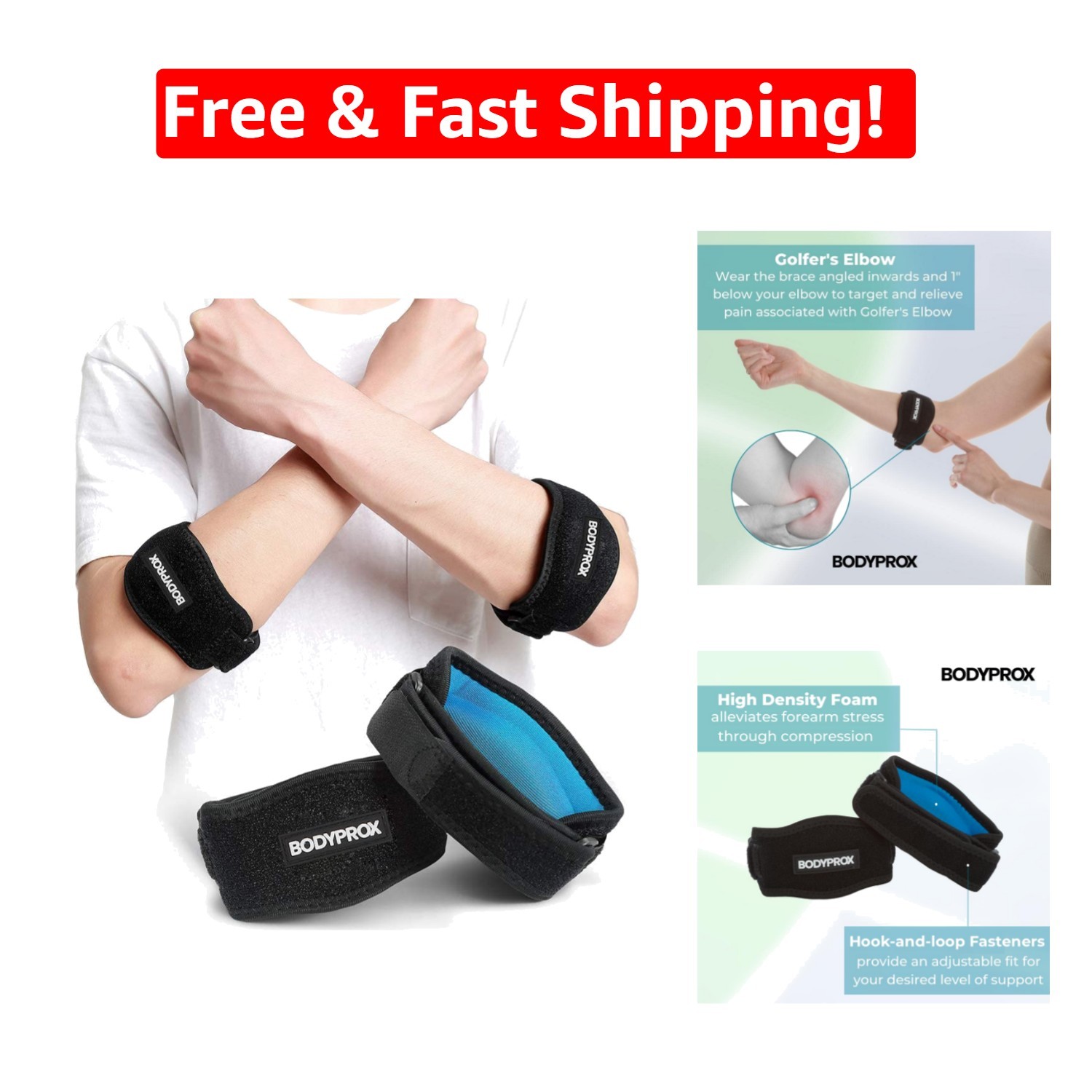 Lightweight Adjustable Elbow Braces – 2 Pack for Comfort and Injury Prevention