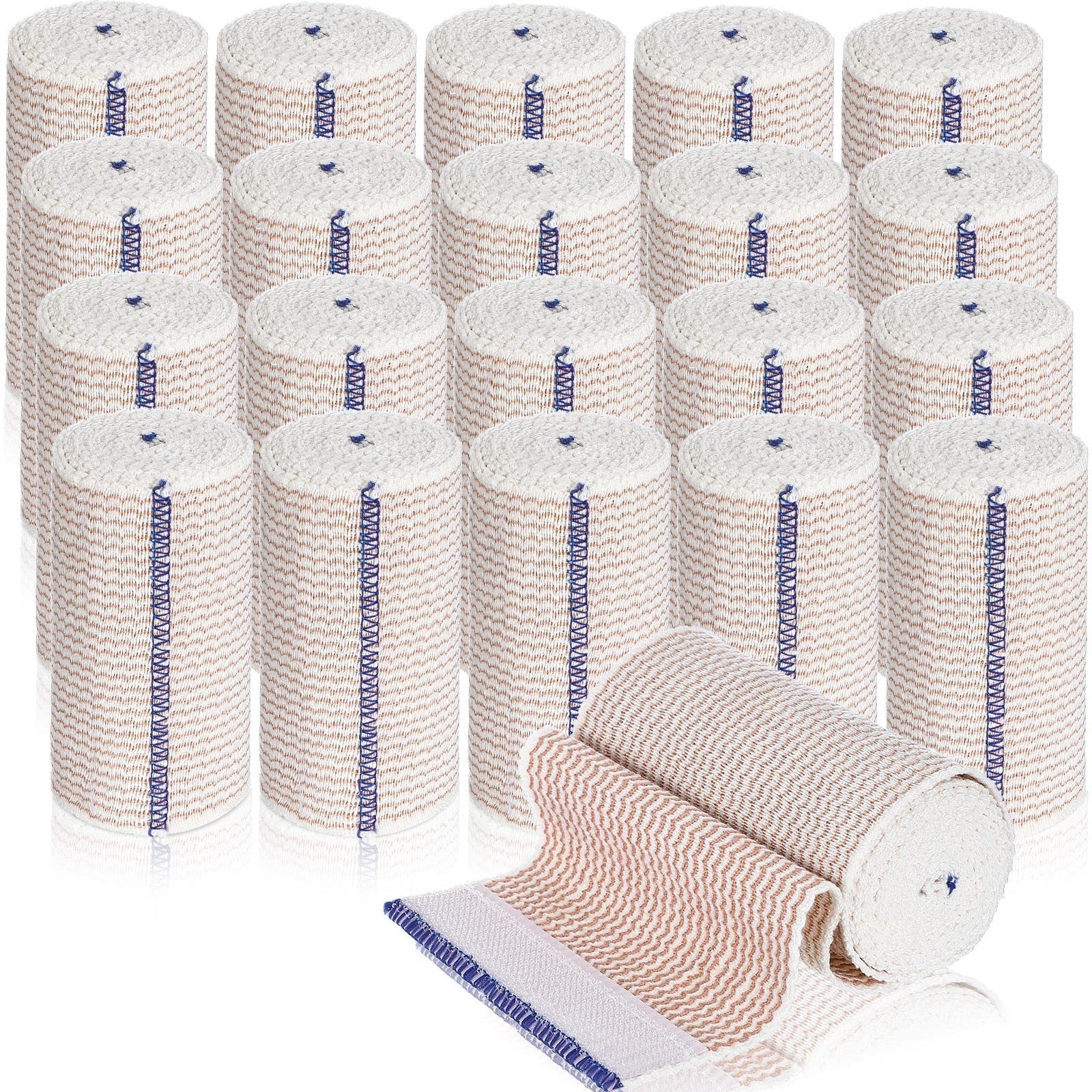 20 Pack 4″ Elastic Bandage Wraps – Self-Closure Compression for Legs, Knees, Wri